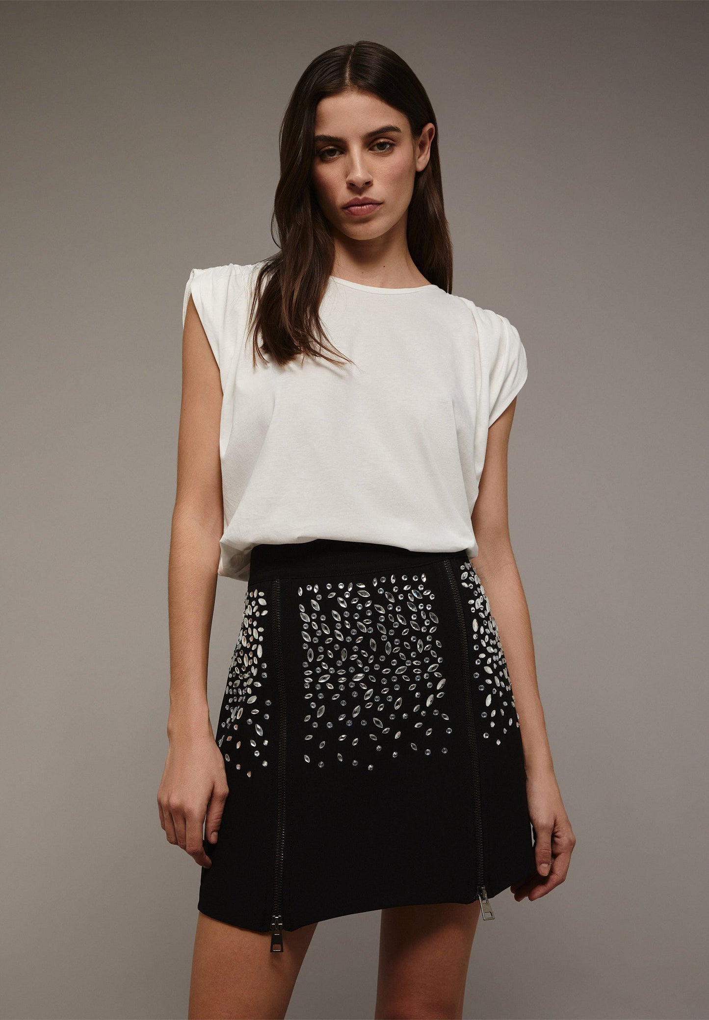 T-SHIRT WITH GATHERED SHOULDER DETAIL