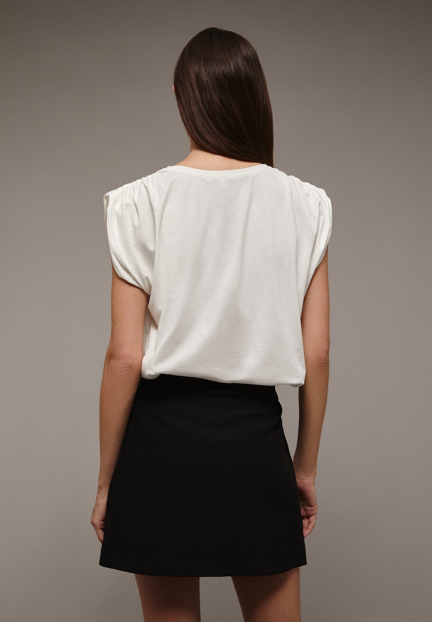T-SHIRT WITH GATHERED SHOULDER DETAIL