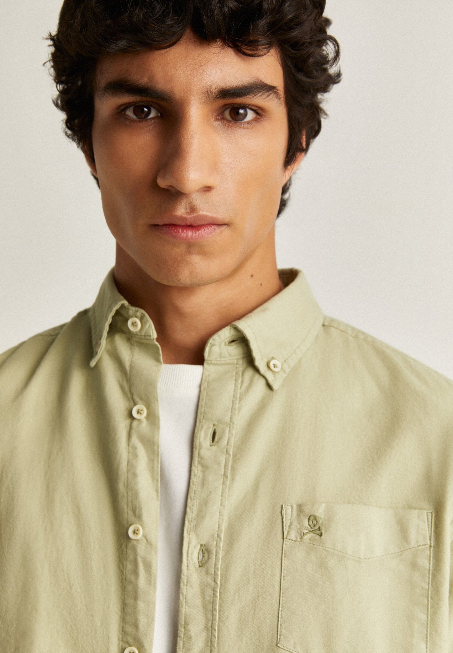 BUTTON COLLAR SKULL SHIRT