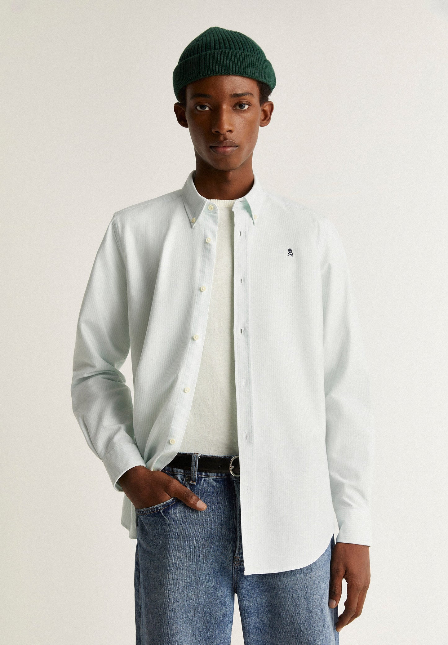 BUTTON COLLAR SKULL SHIRT