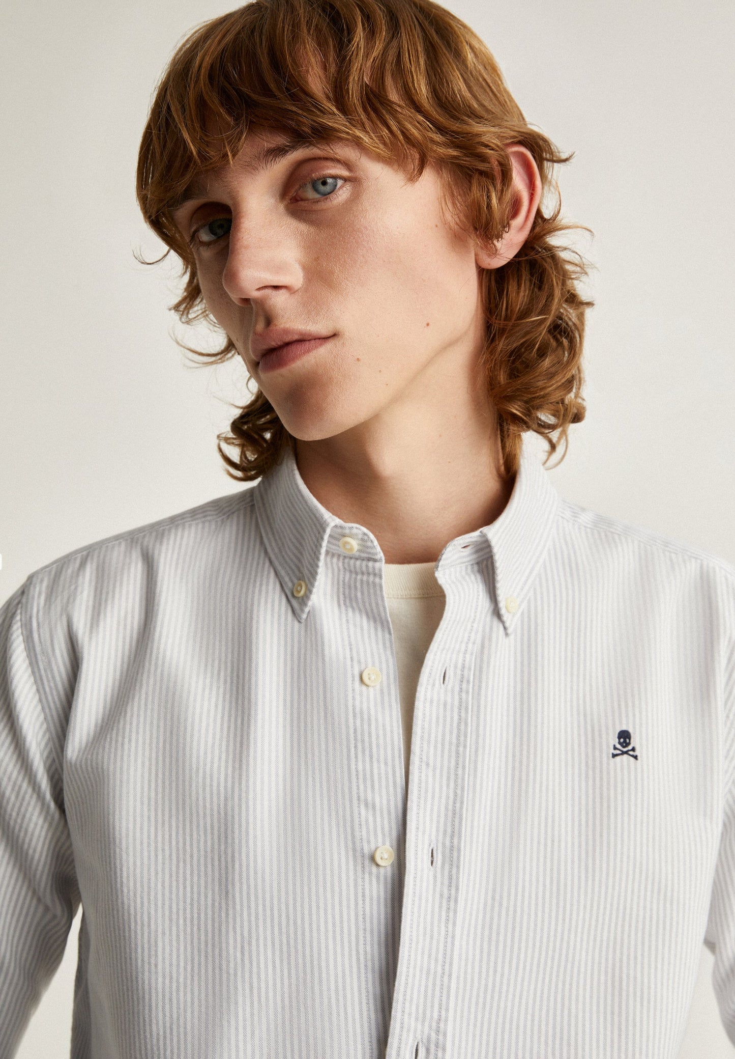 BUTTON COLLAR SKULL SHIRT