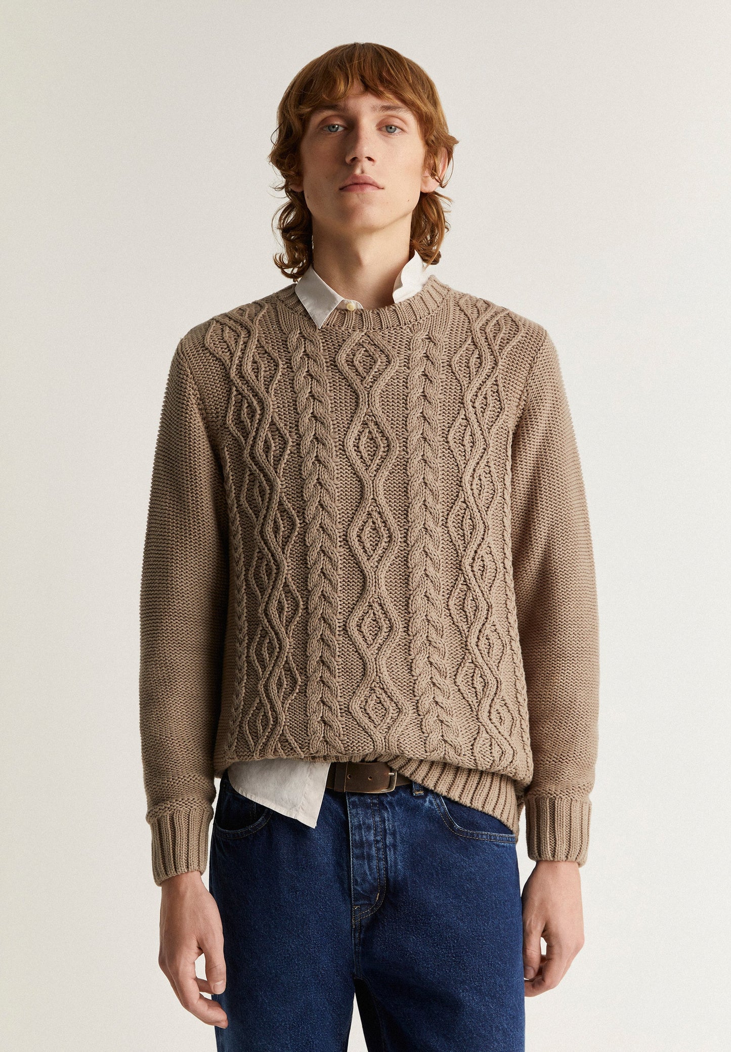 SWEATER WITH CABLE-KNIT DETAILS