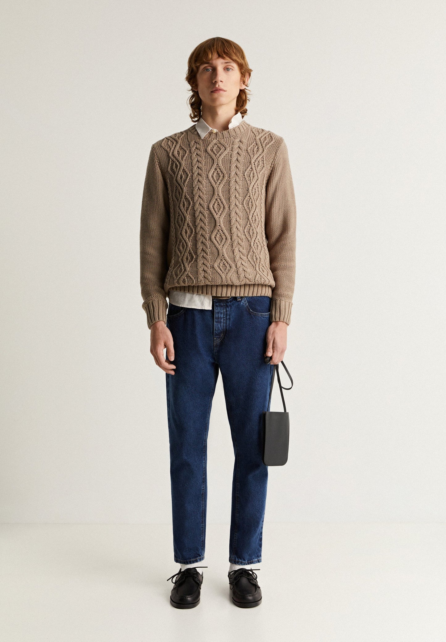 SWEATER WITH CABLE-KNIT DETAILS