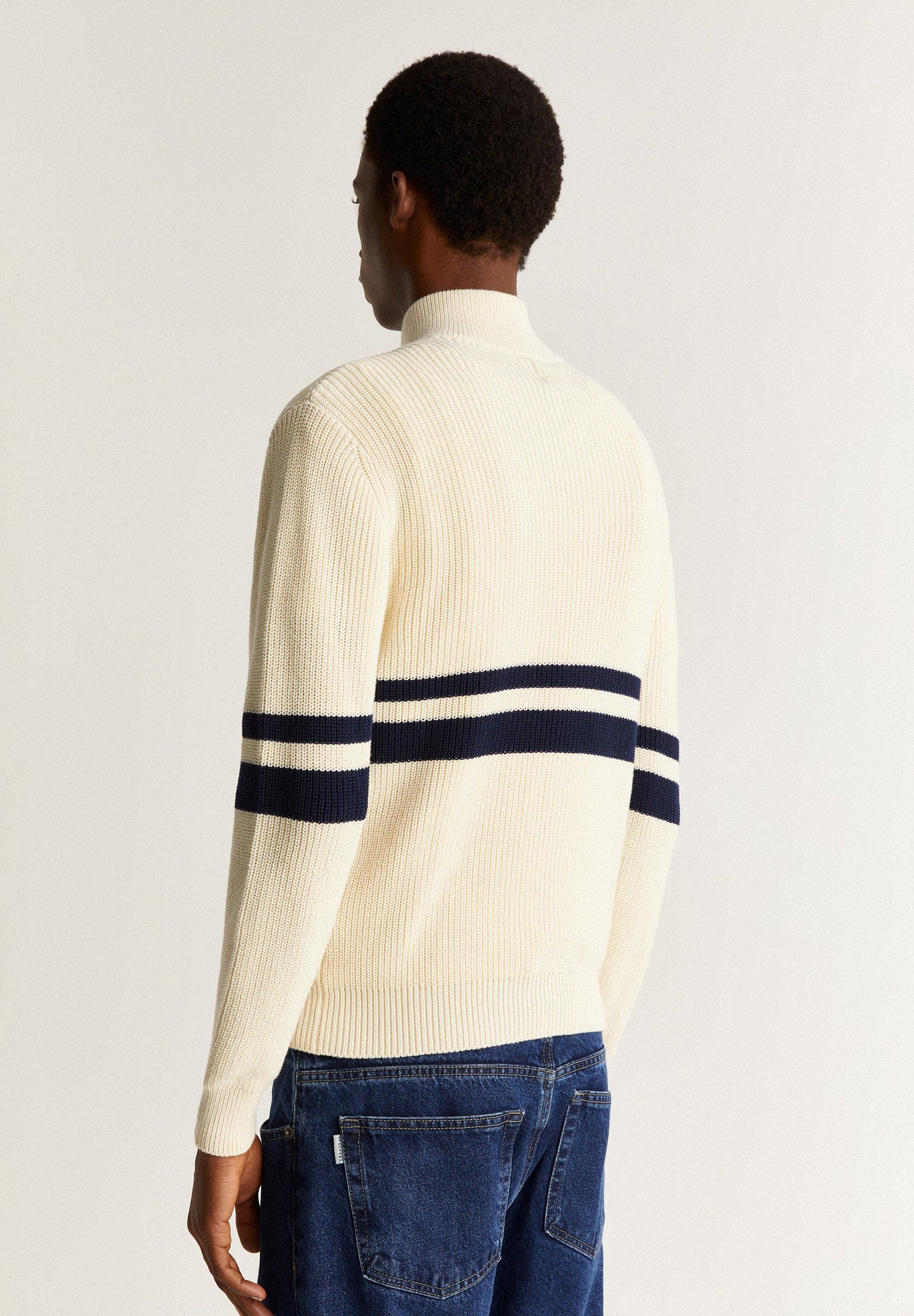 DOUBLE STRIPE SWEATER WITH ZIP
