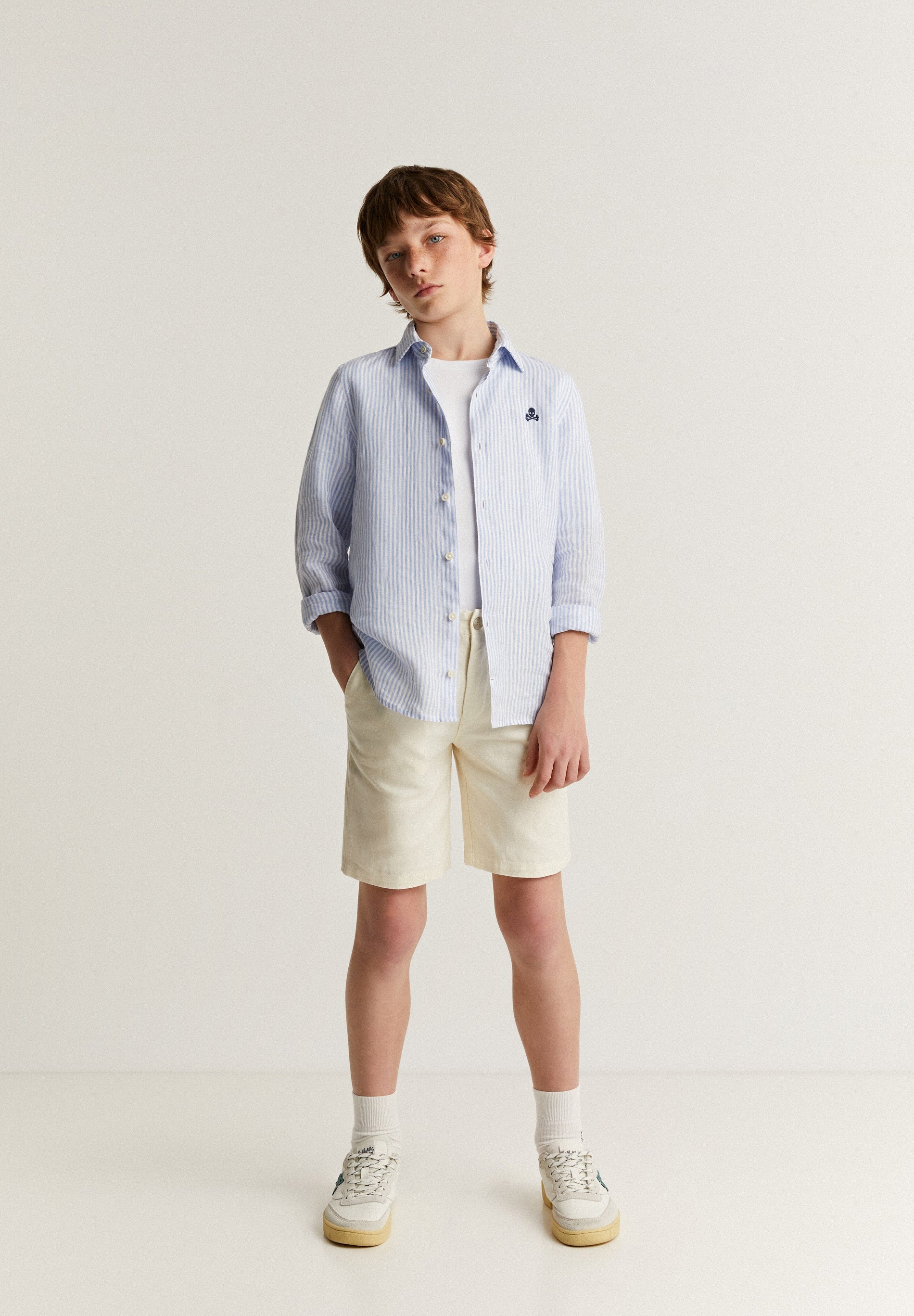 COTTON LINEN BERMUDA SHORTS