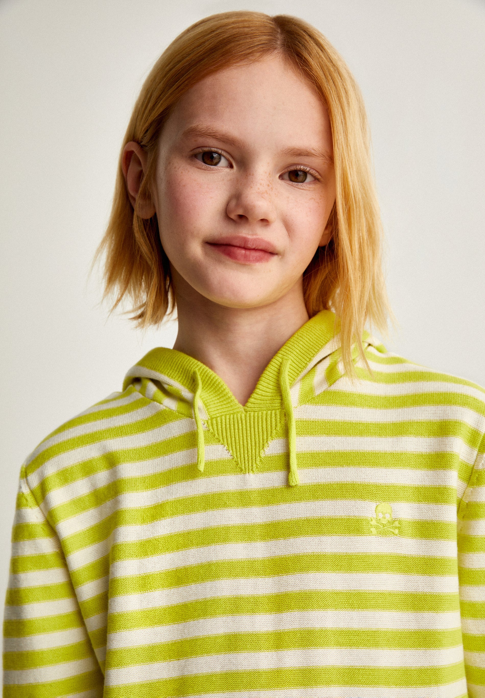 STRIPED SWEATER WITH HOOD