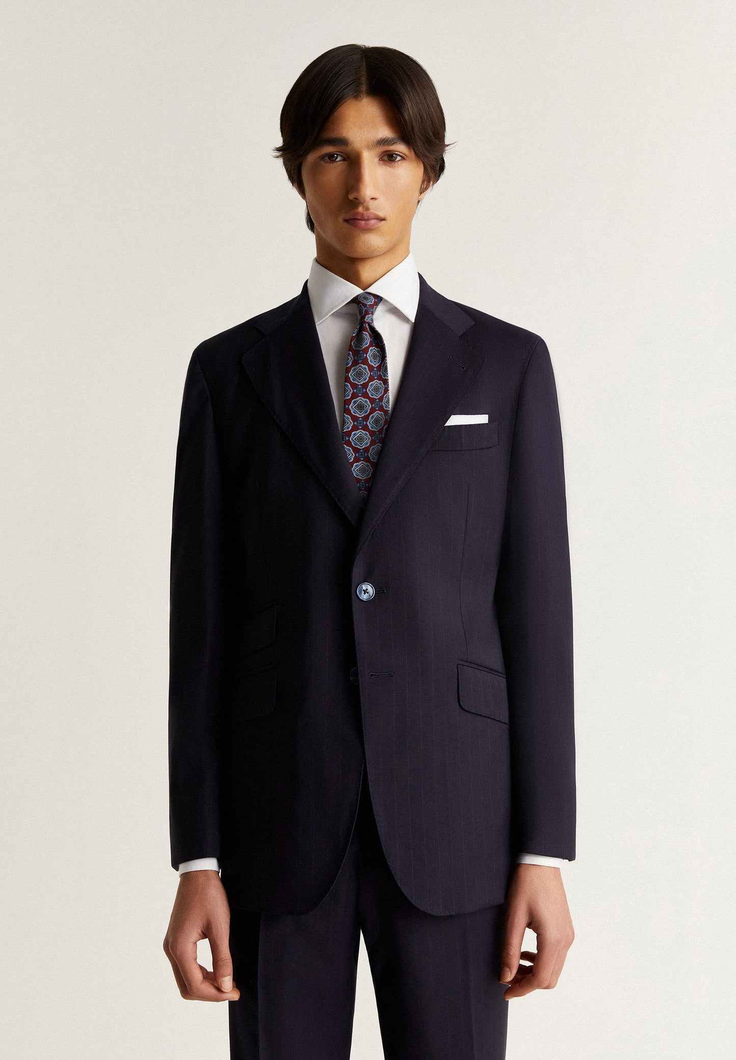 STRIPED NAVY BLUE WOOL SUIT