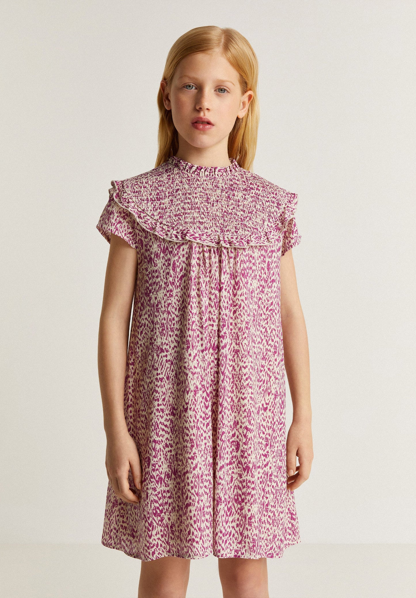 DRESS WITH SMOCKED YOKE