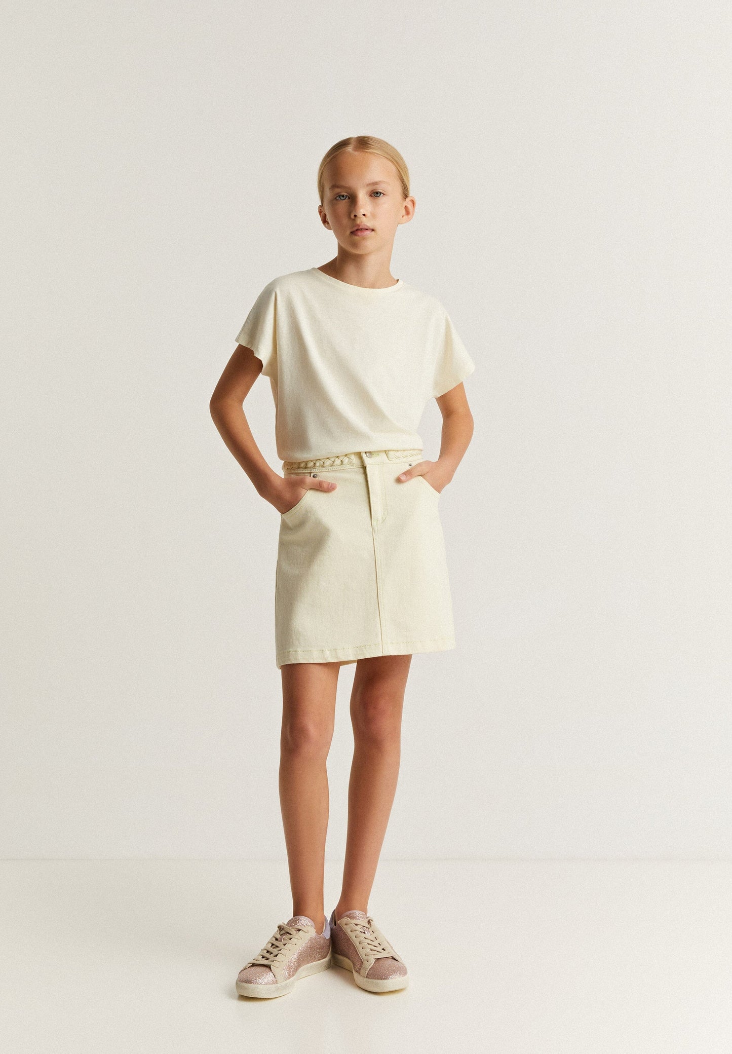 SKIRT WITH BRAIDED WAIST DETAIL