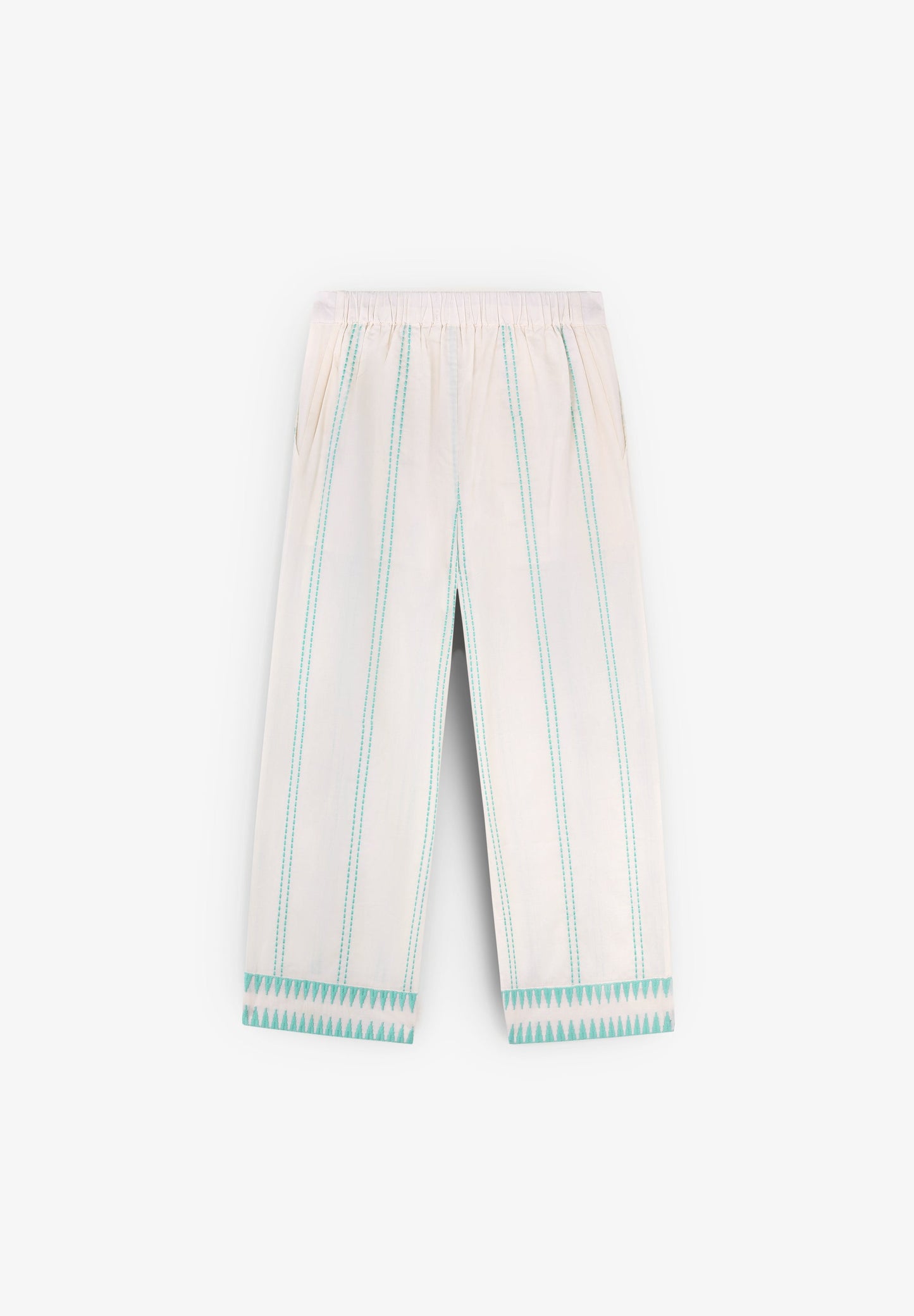 TROUSERS WITH CONTRAST EMBROIDERY DETAILS