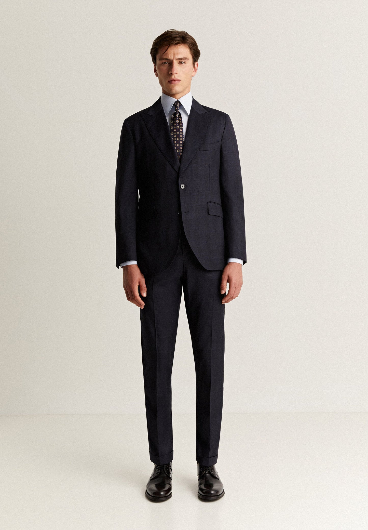 PREMIUM NAVY BLUE CHECK WOOL SUIT