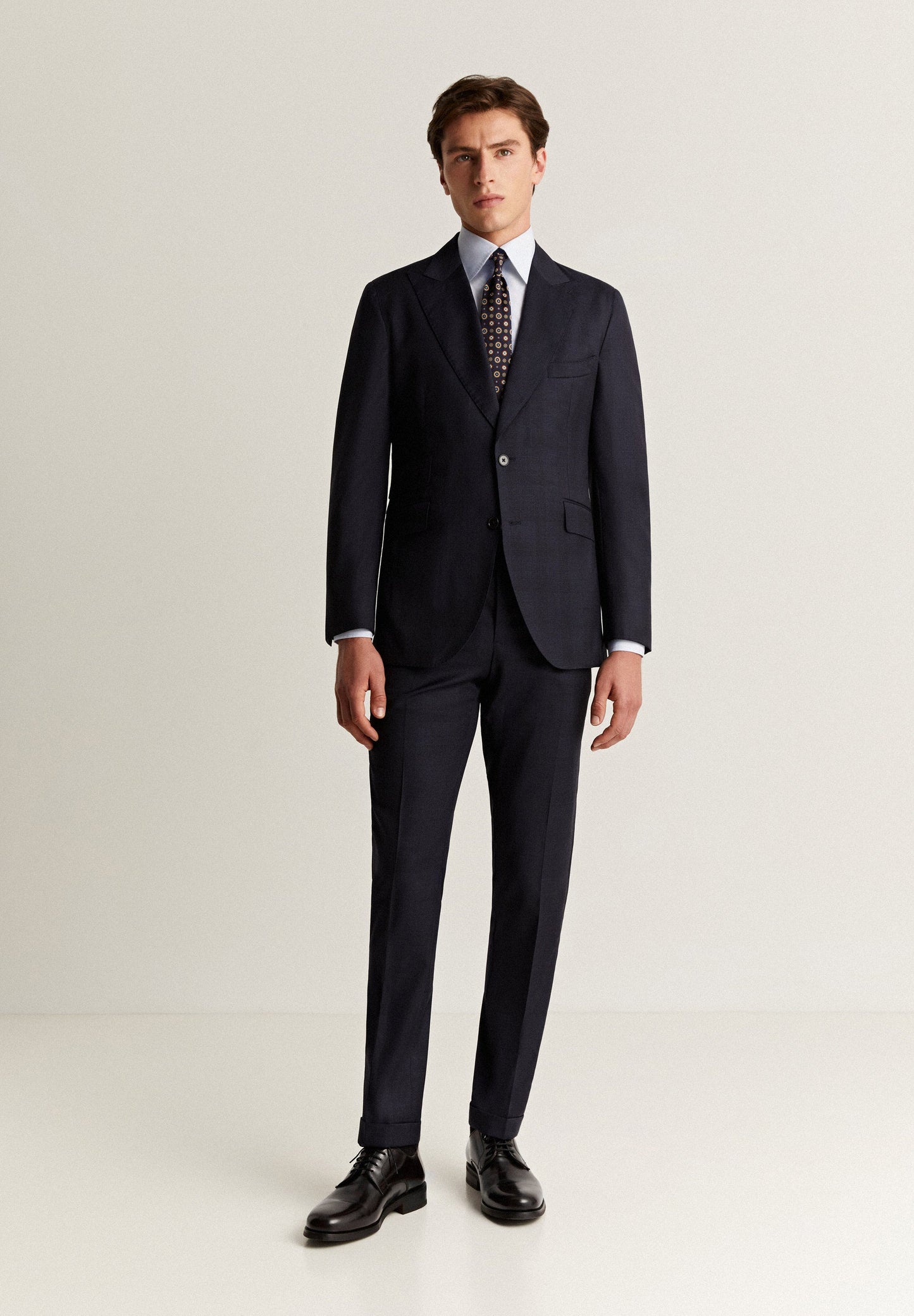 PREMIUM NAVY BLUE CHECK WOOL SUIT
