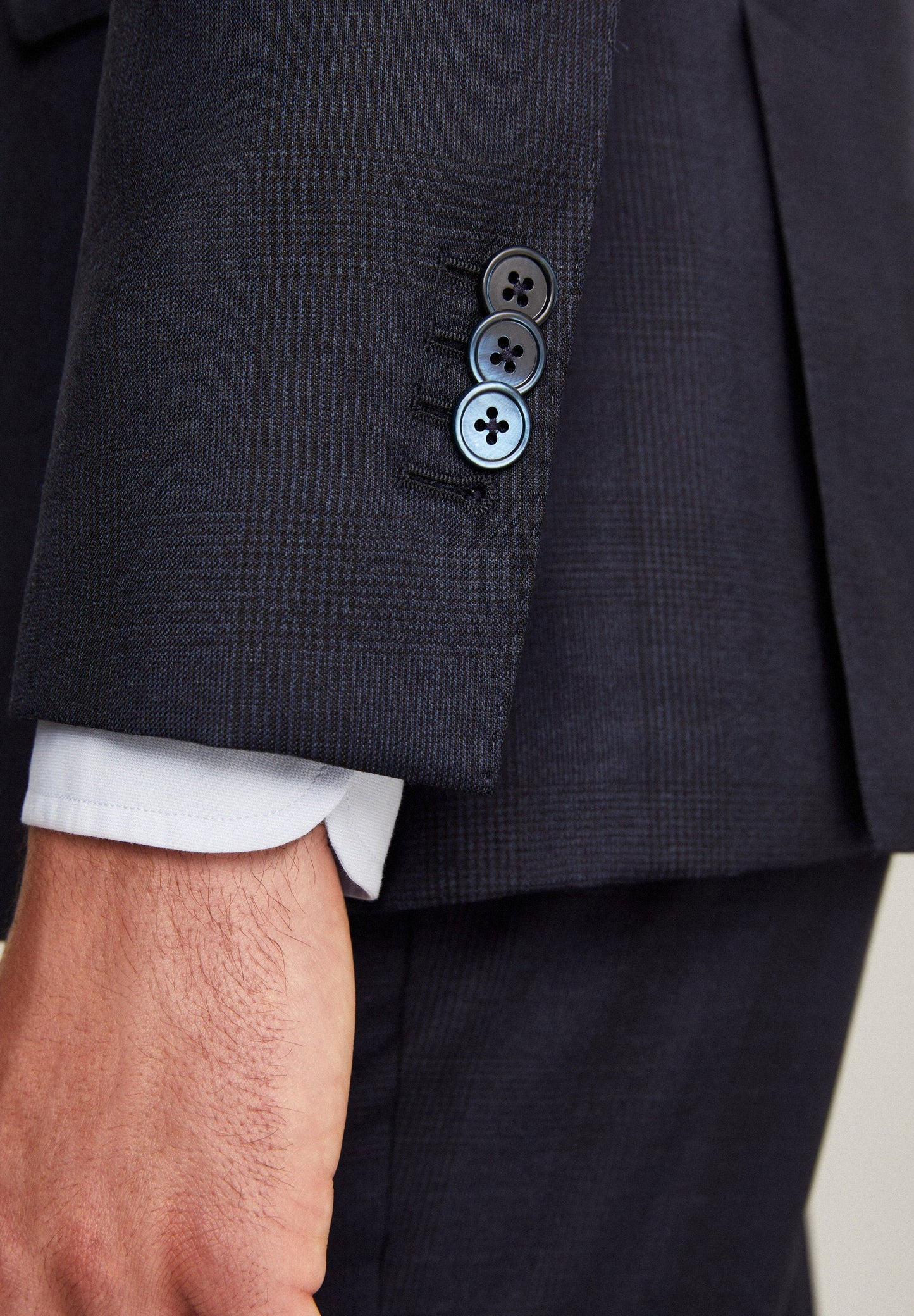 PREMIUM NAVY BLUE CHECK WOOL SUIT