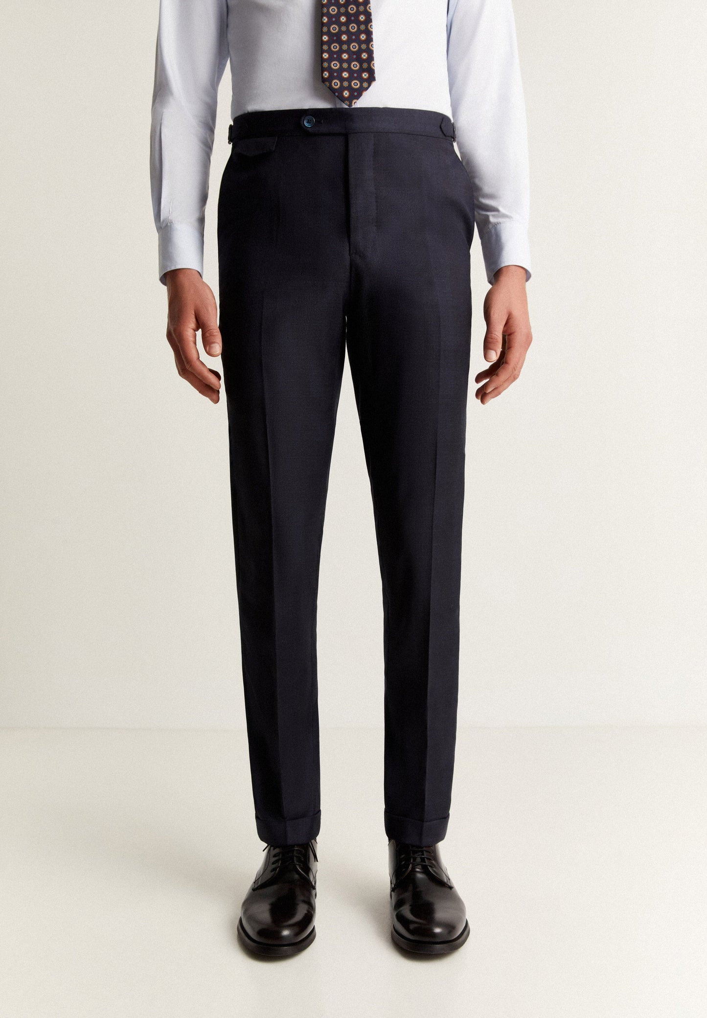 PREMIUM NAVY BLUE CHECK WOOL SUIT