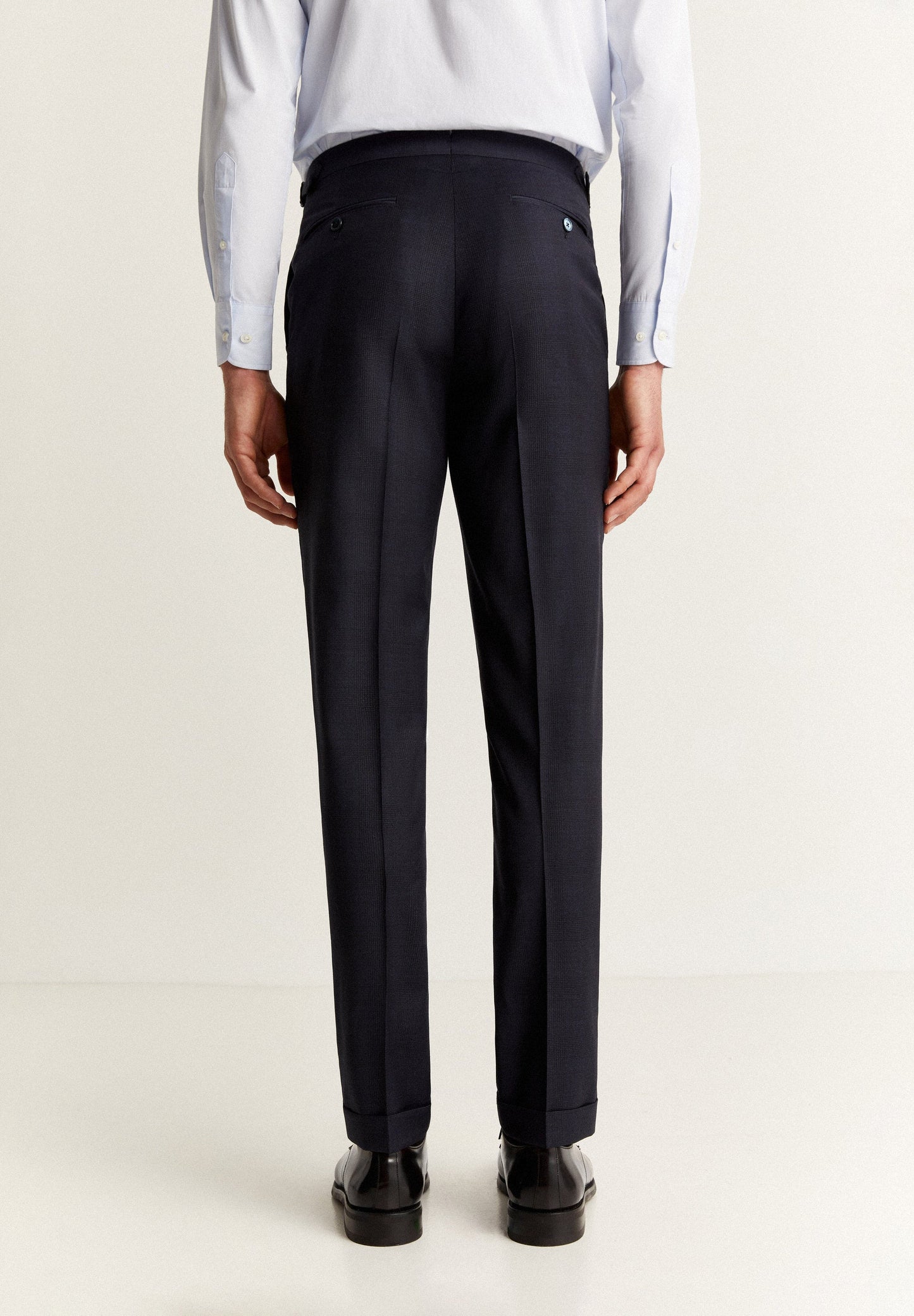 PREMIUM NAVY BLUE CHECK WOOL SUIT