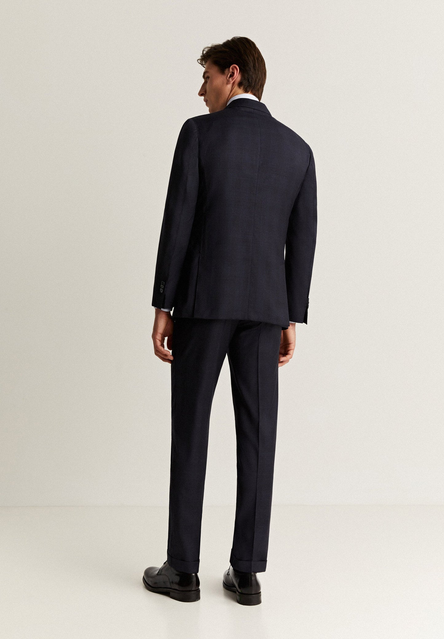 PREMIUM NAVY BLUE CHECK WOOL SUIT