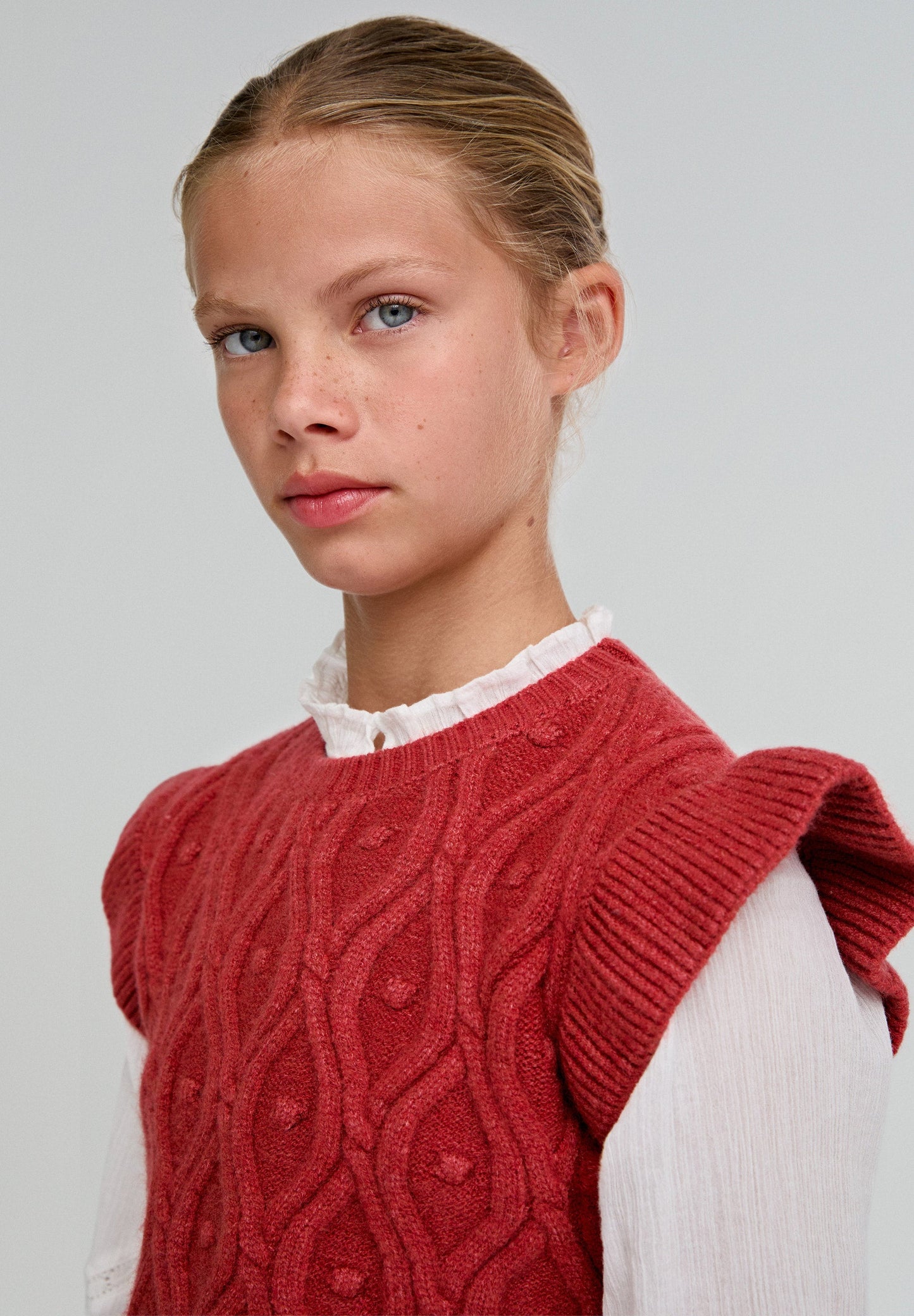 VESTE SANS MANCHES MAILLE MANCHES À VOLANTS