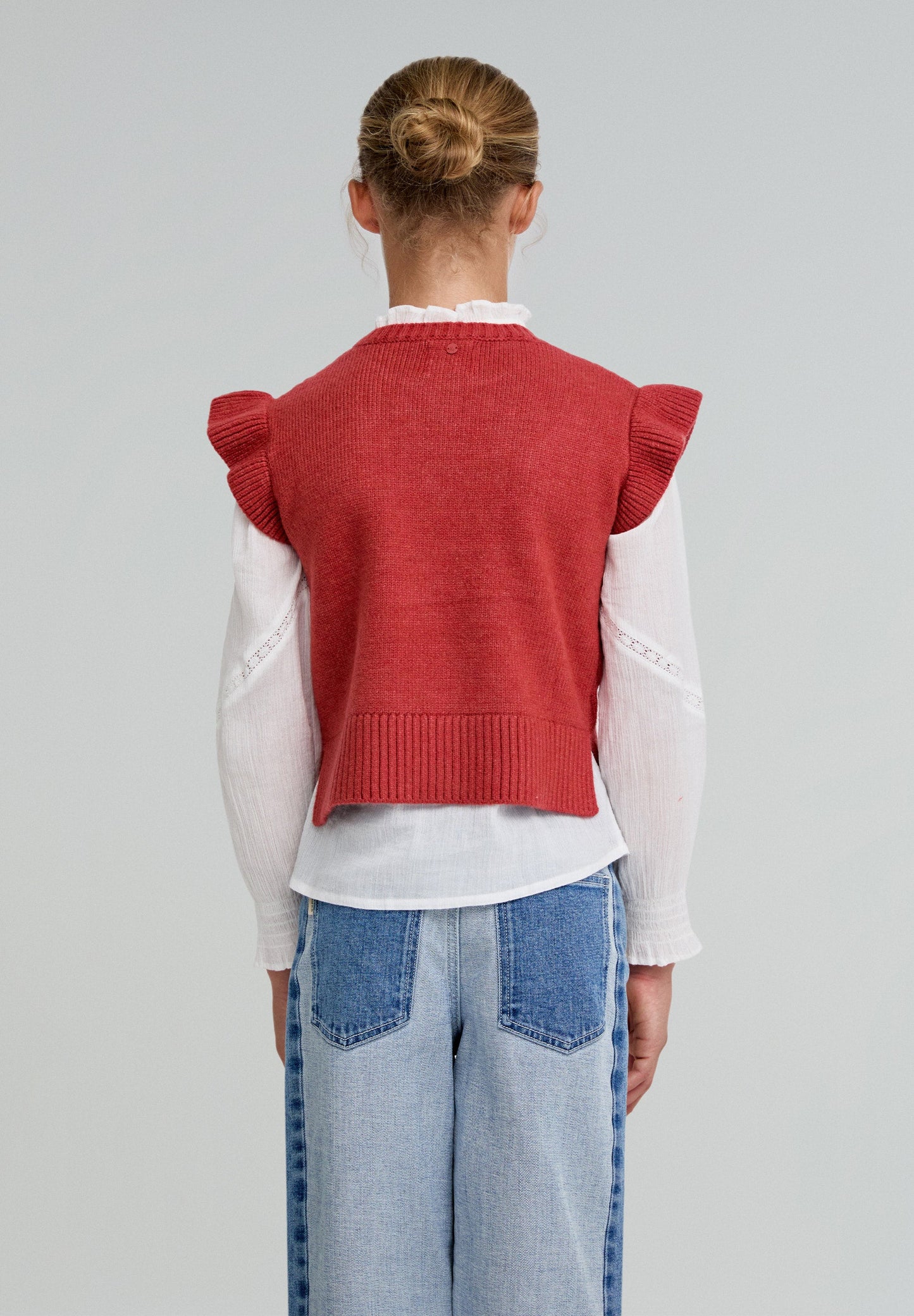 VESTE SANS MANCHES MAILLE MANCHES À VOLANTS