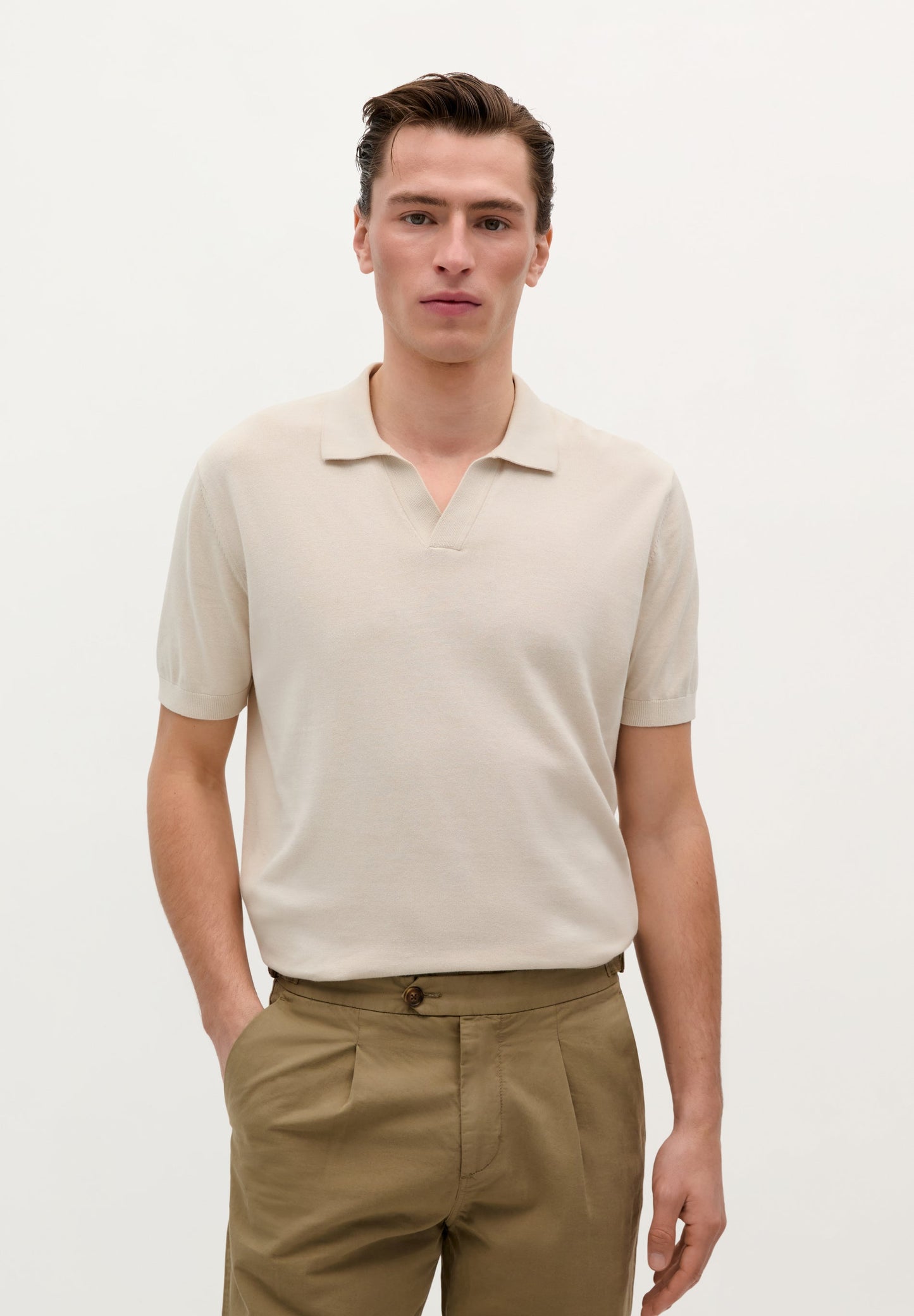 FINE-KNIT SKULL POLO SHIRT