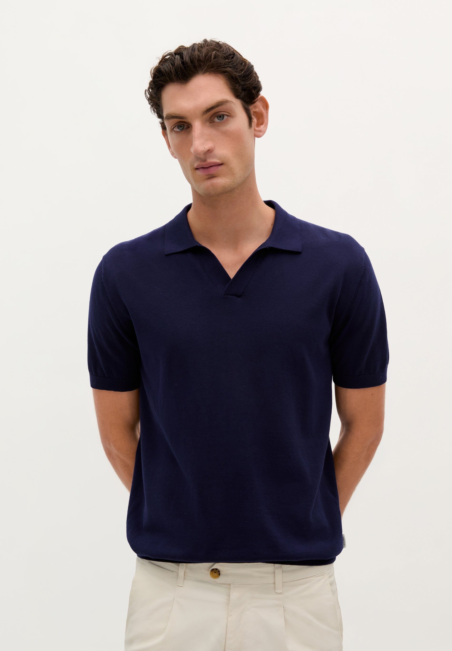 FINE-KNIT SKULL POLO SHIRT