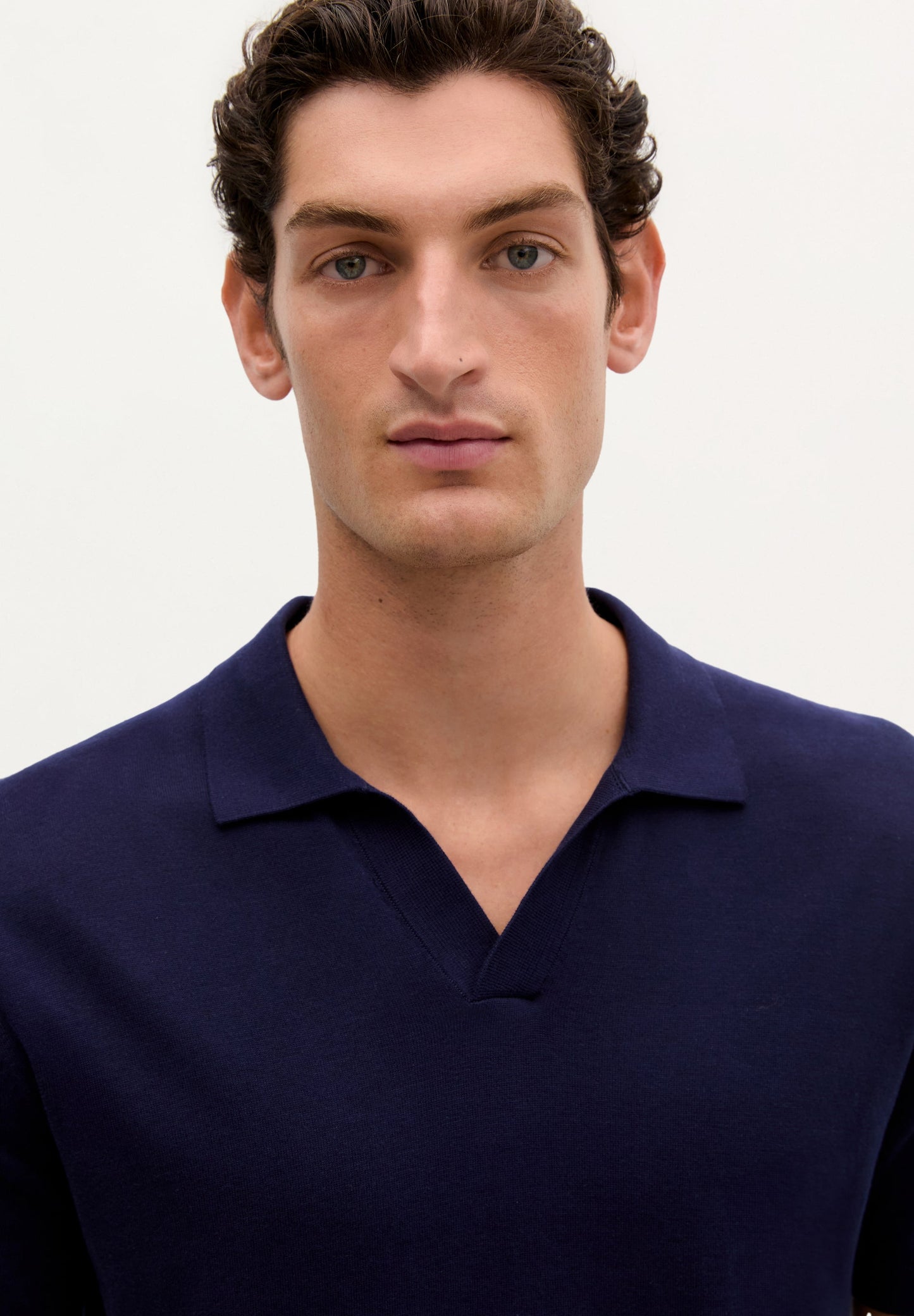 FINE-KNIT SKULL POLO SHIRT