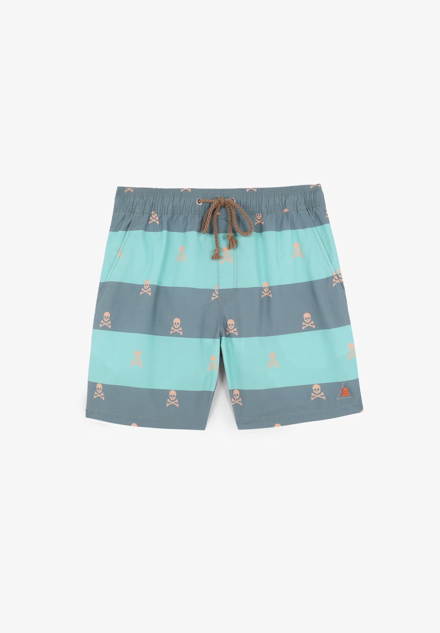 SWIMMING TRUNKS WITH STRIPES AND SKULLS