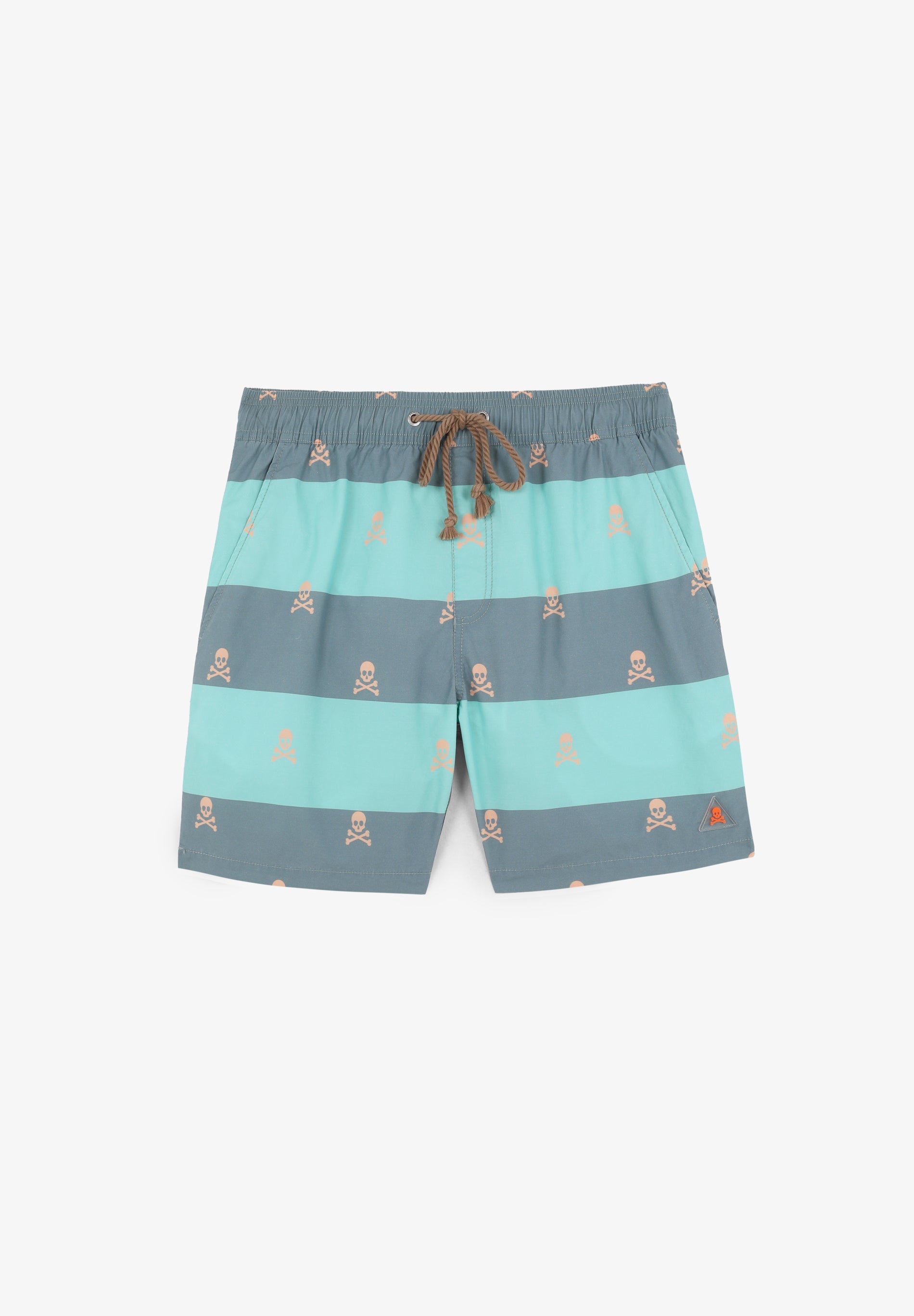 SWIMMING TRUNKS WITH STRIPES AND SKULLS