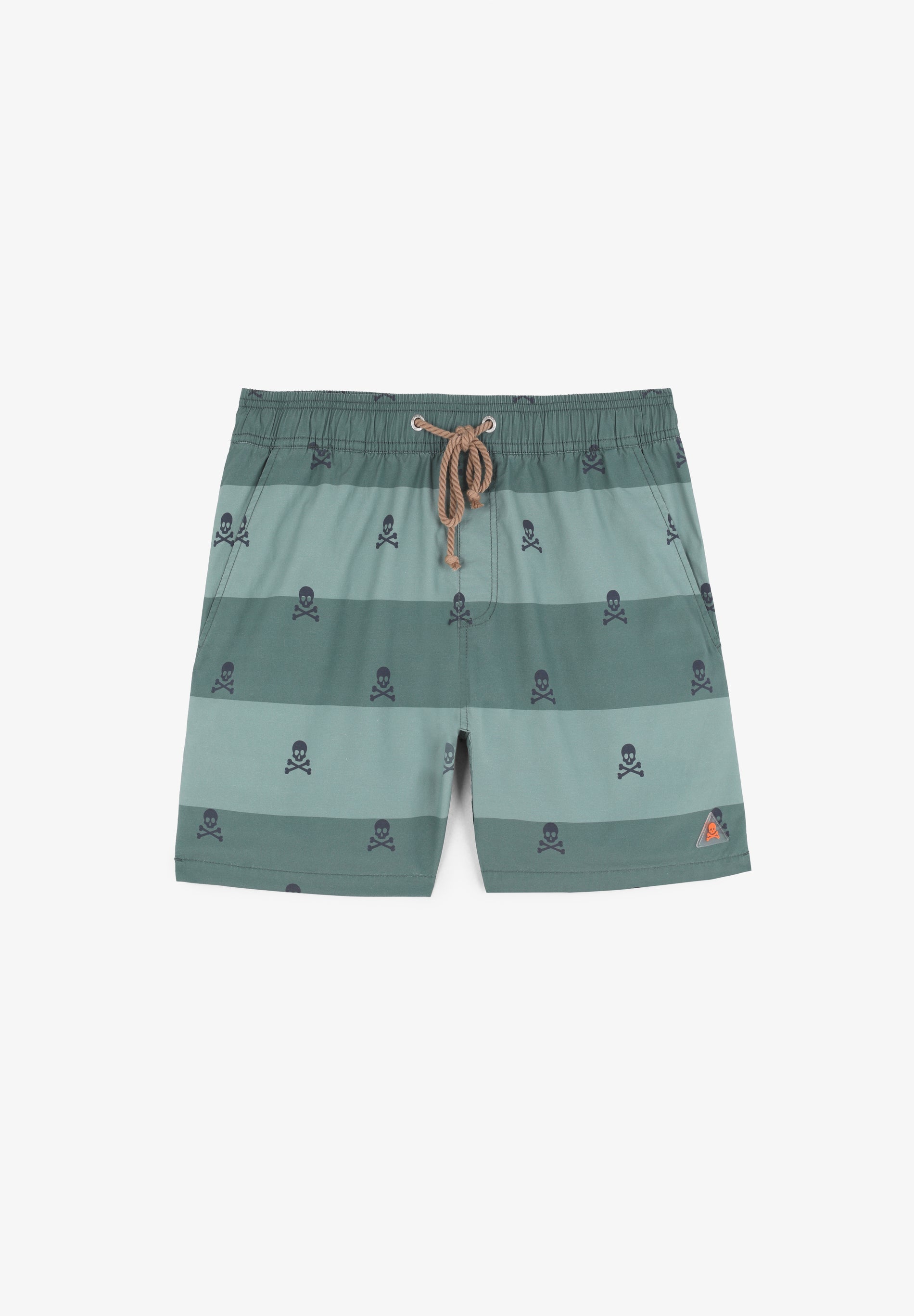 SWIMMING TRUNKS WITH STRIPES AND SKULLS