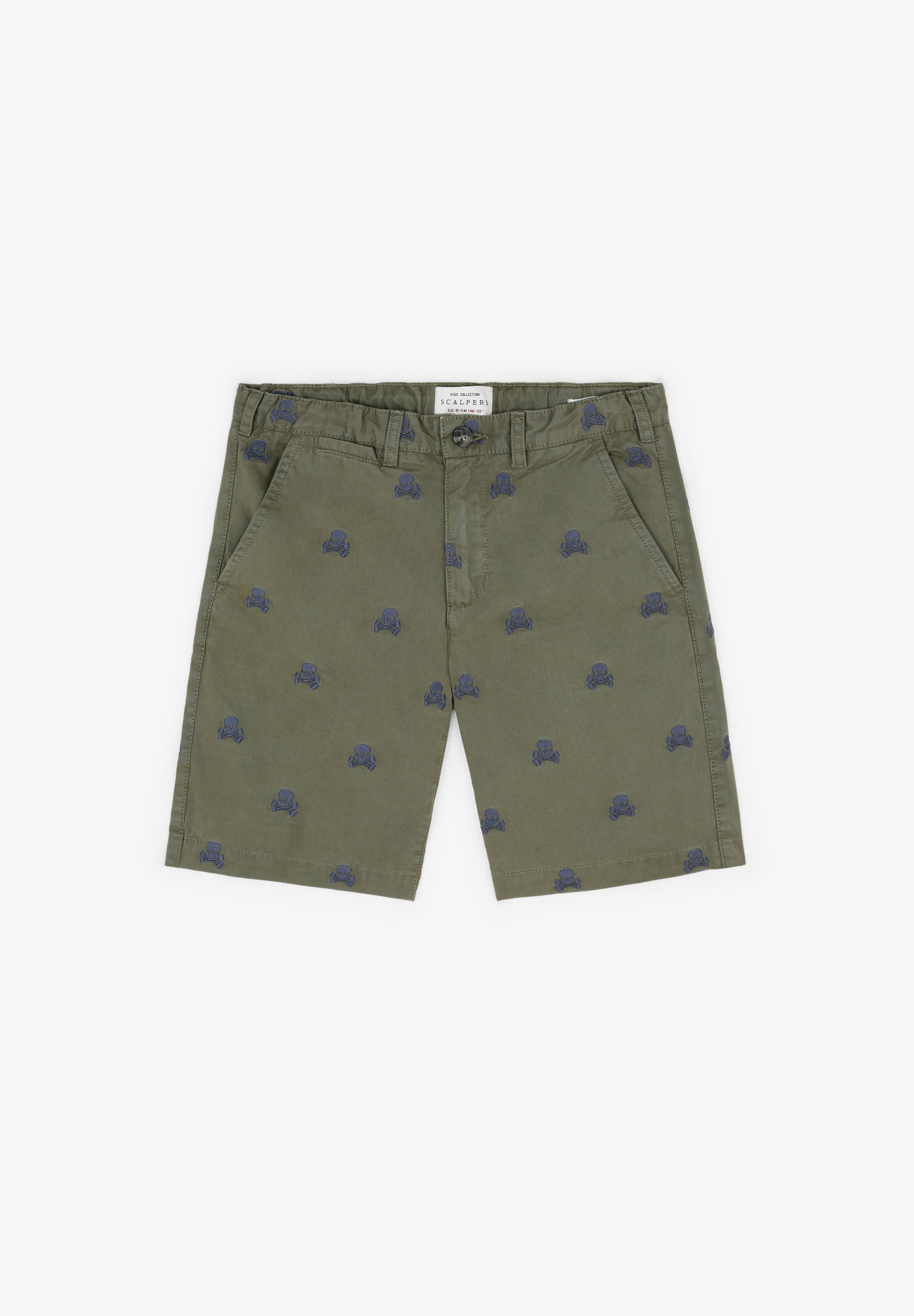 BERMUDA SHORTS WITH ALL-OVER SKULL PRINT