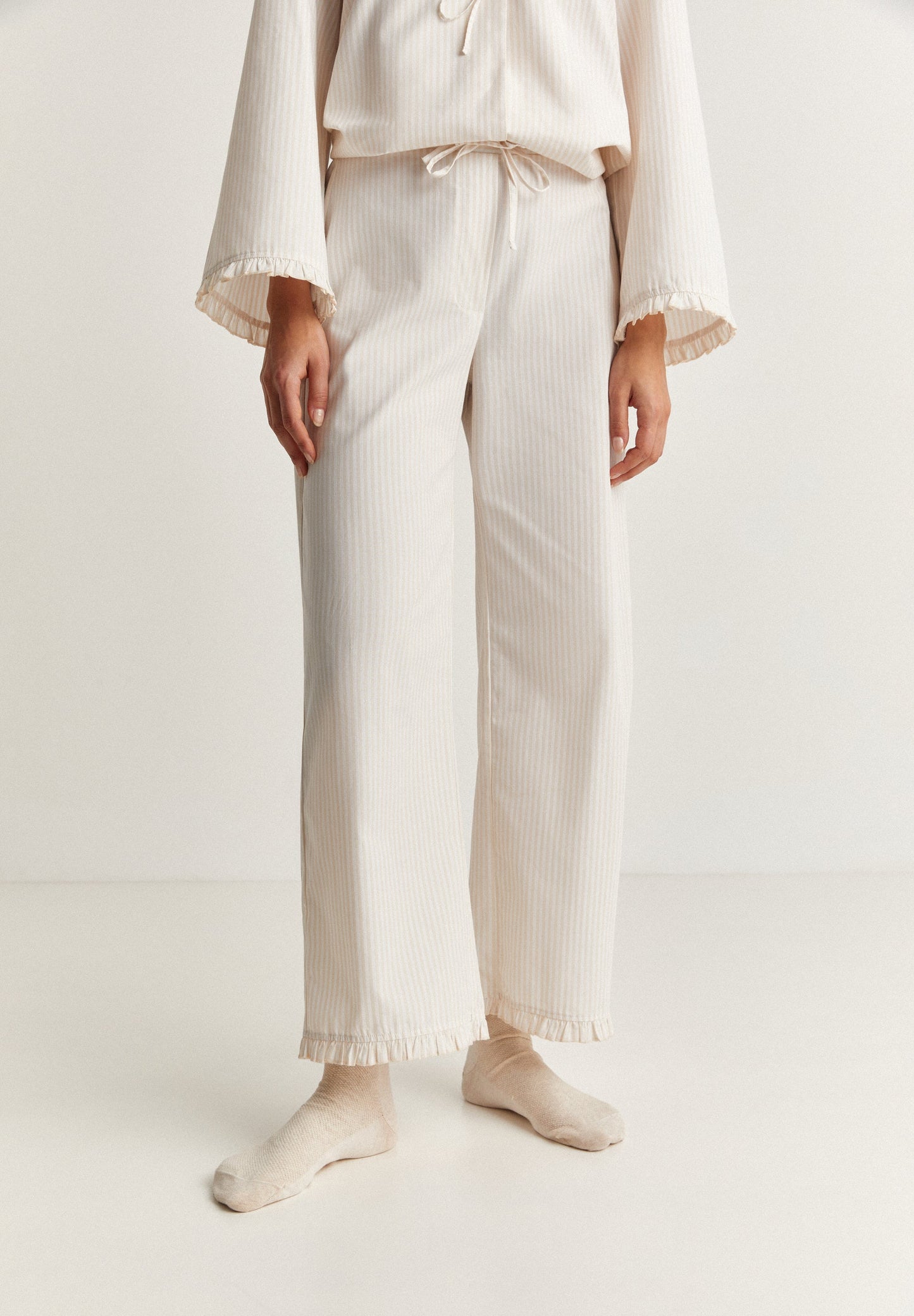 STRIPED PYJAMAS WITH TIE DETAIL