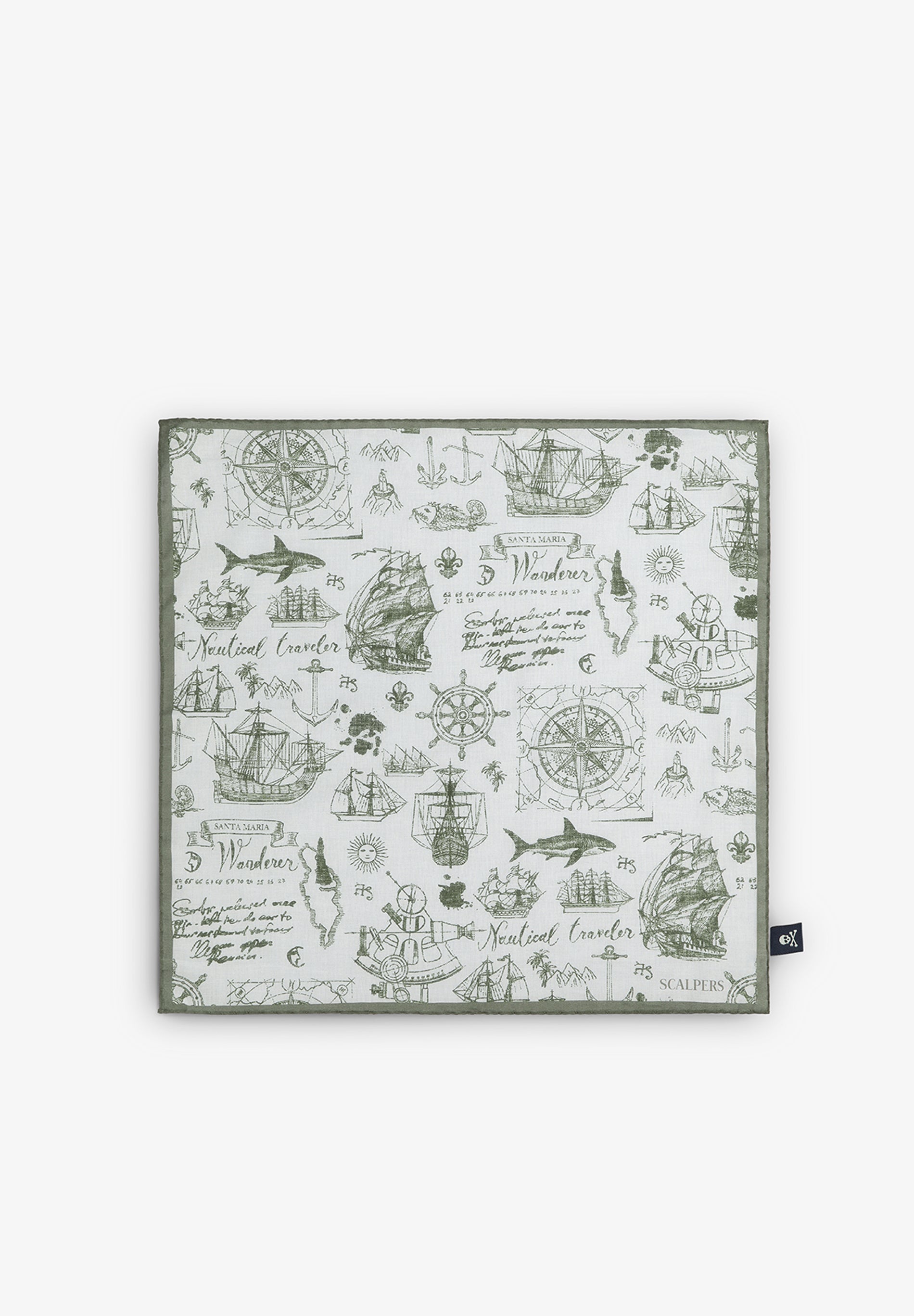 POCKET SQUARE WITH NAUTICAL MOTIFS