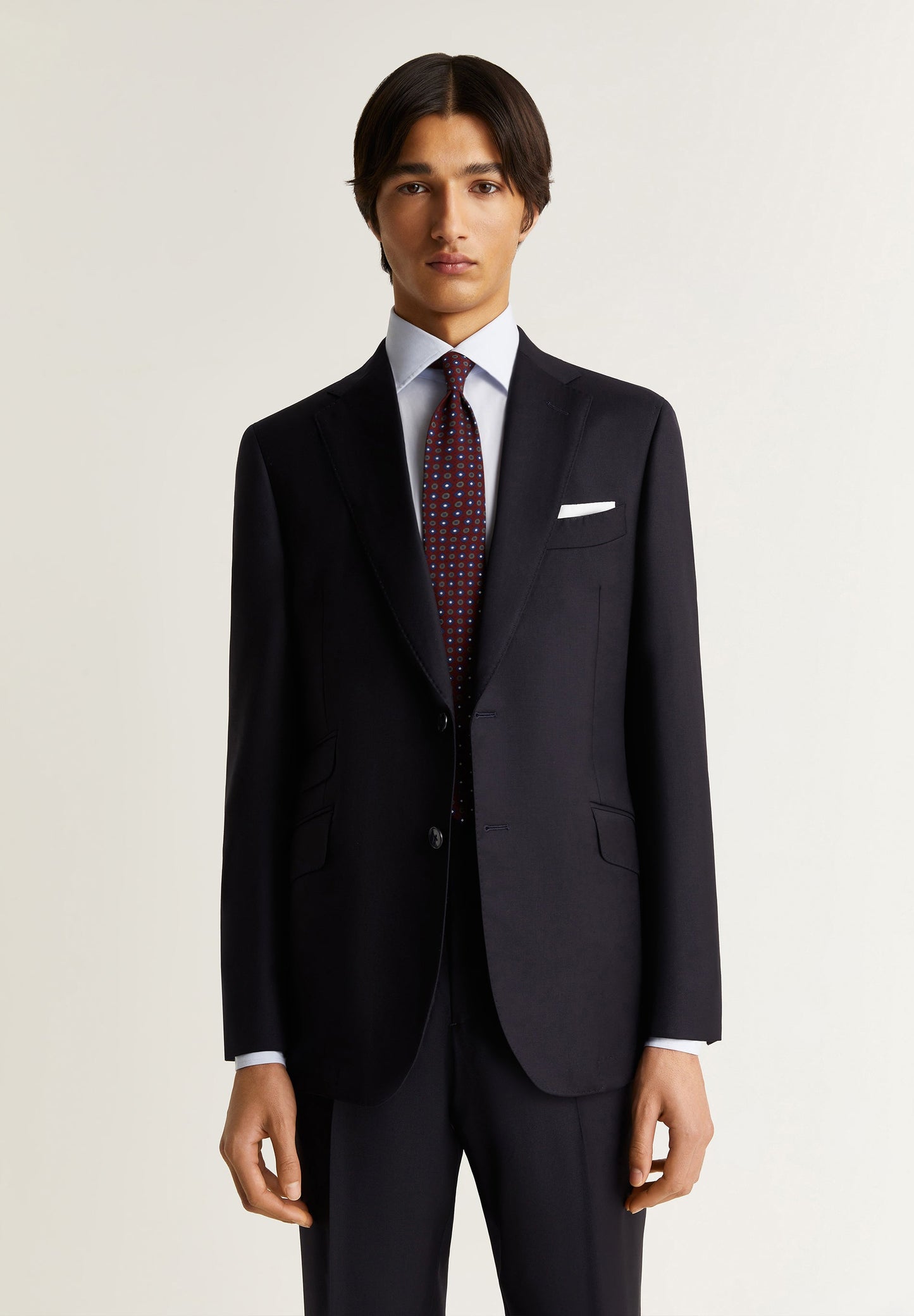 NAVY BLUE WOOL TEXTURED SUIT
