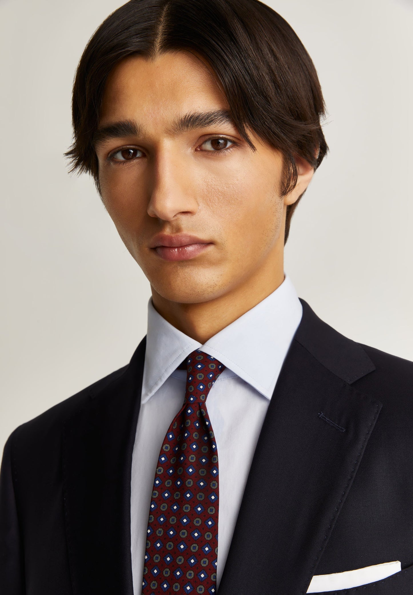 NAVY BLUE WOOL TEXTURED SUIT