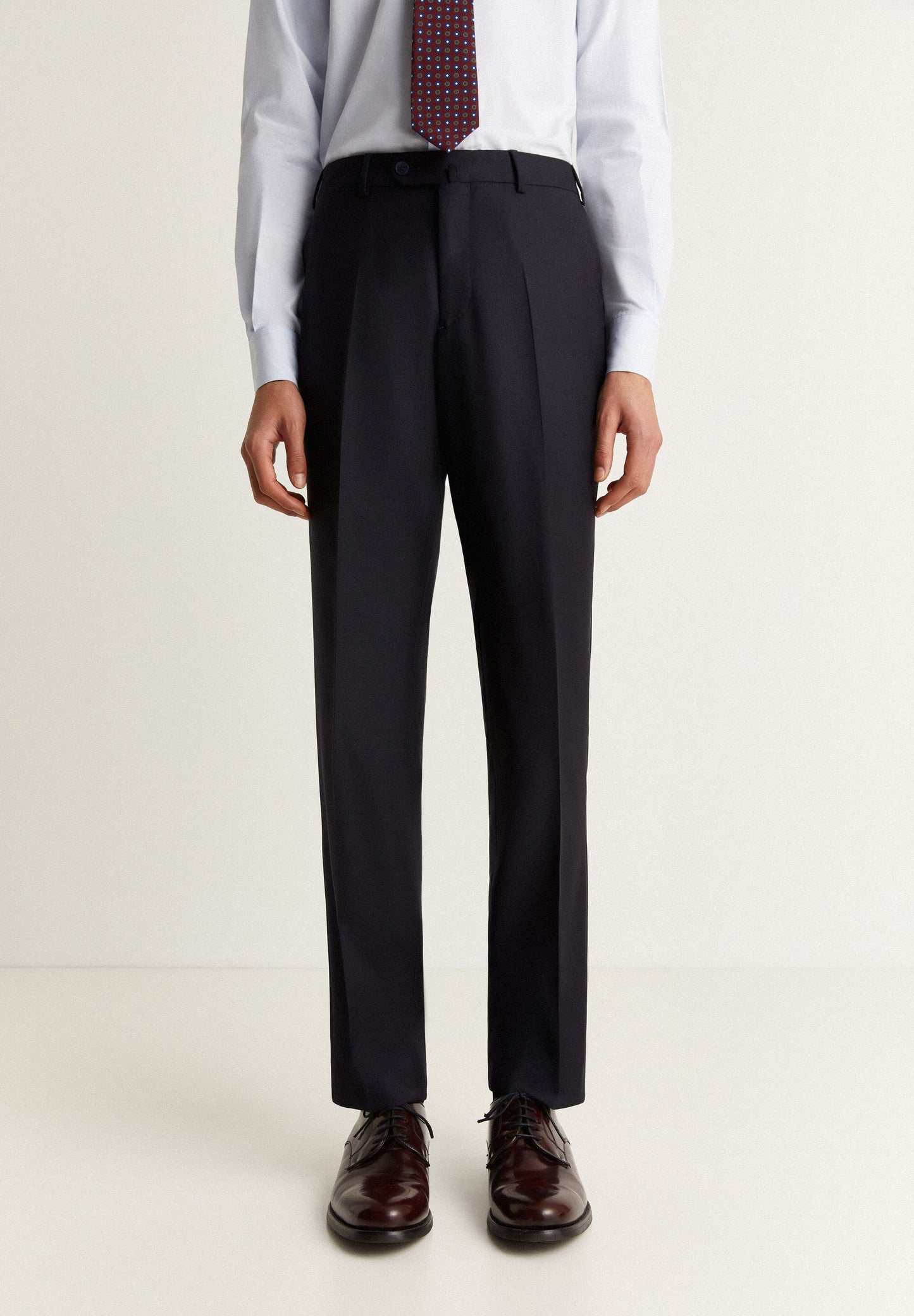 NAVY BLUE WOOL TEXTURED SUIT