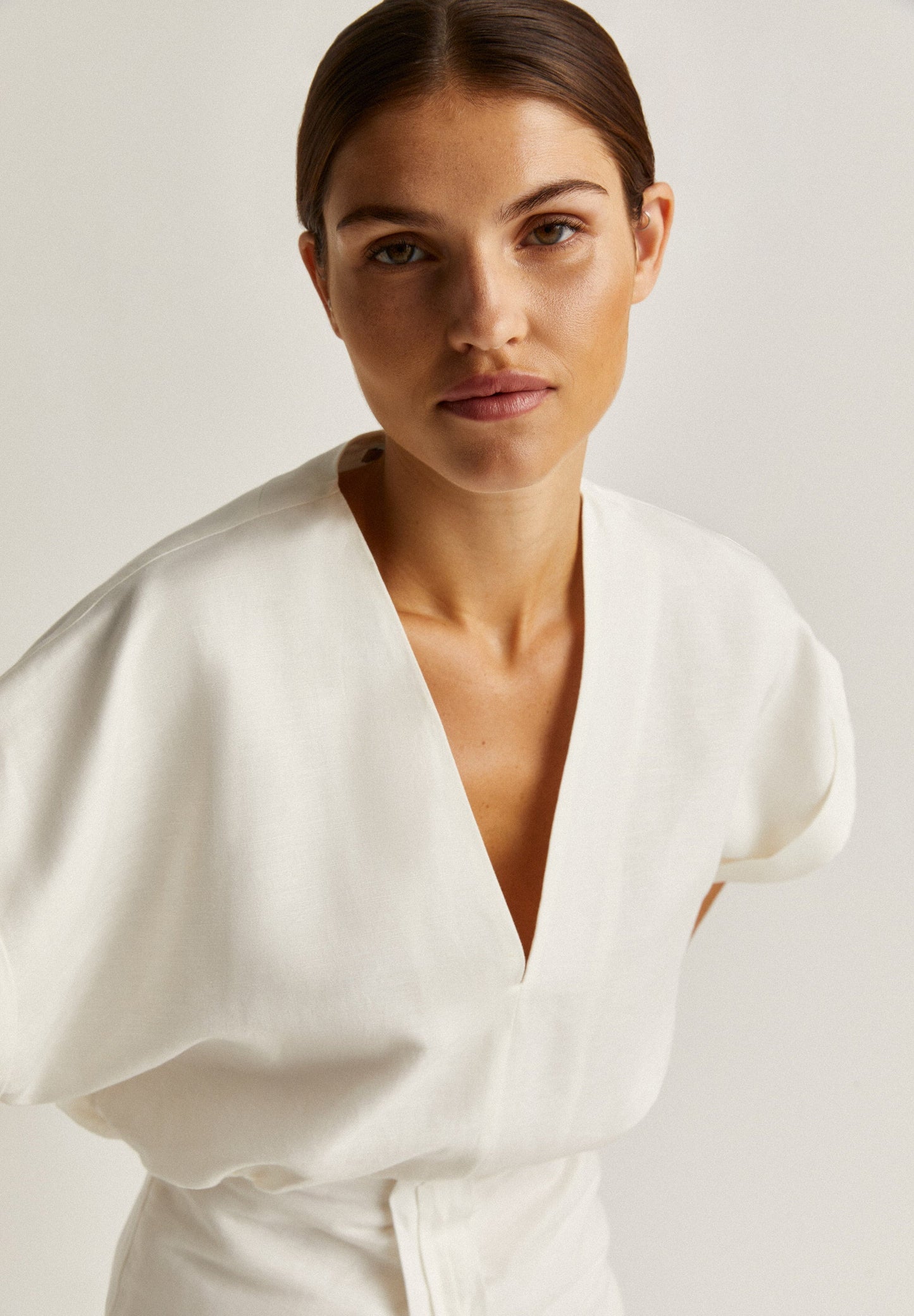 GATHERED LINEN DRESS