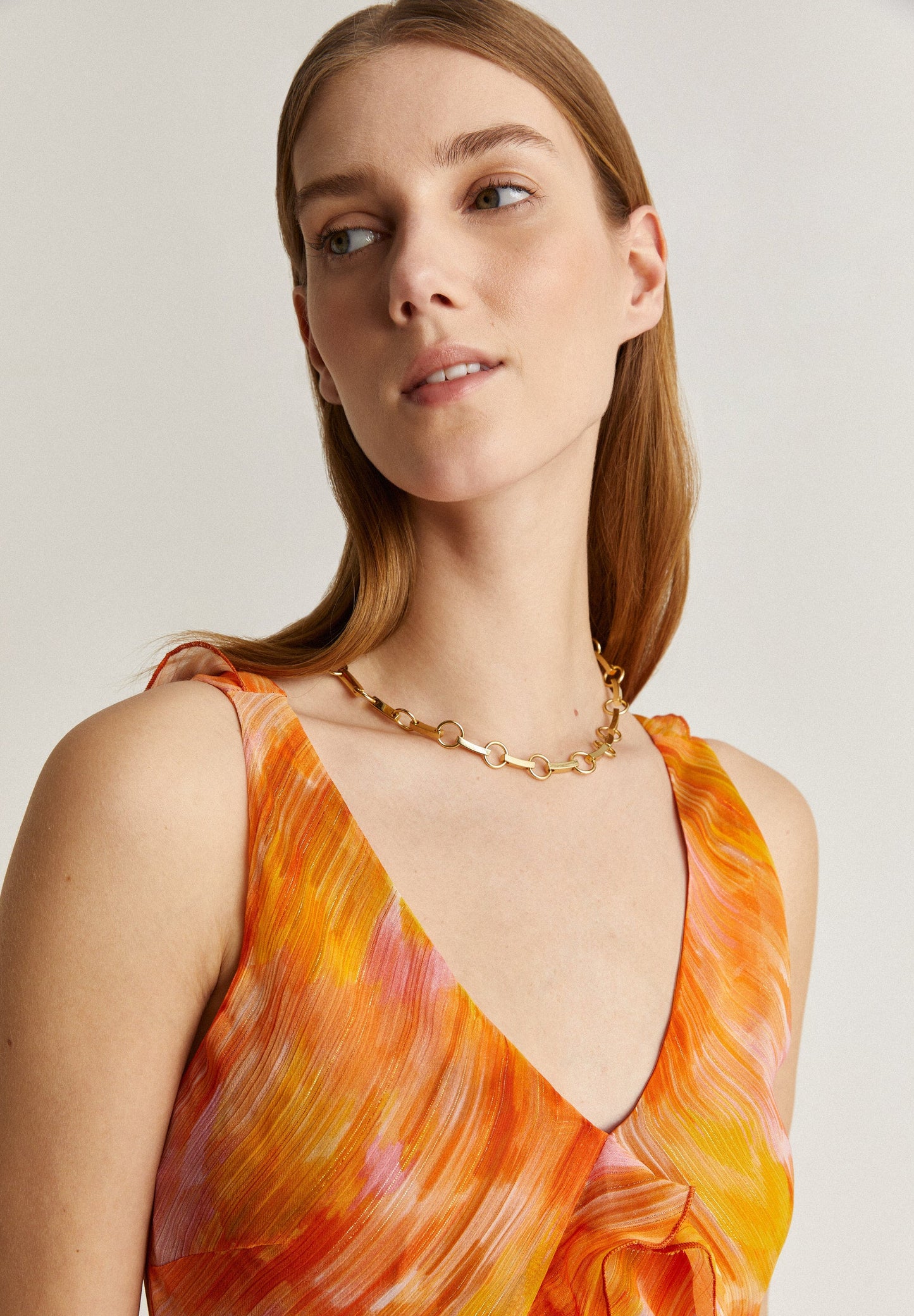 FLOWING PRINTED DRESS WITH FRILLS