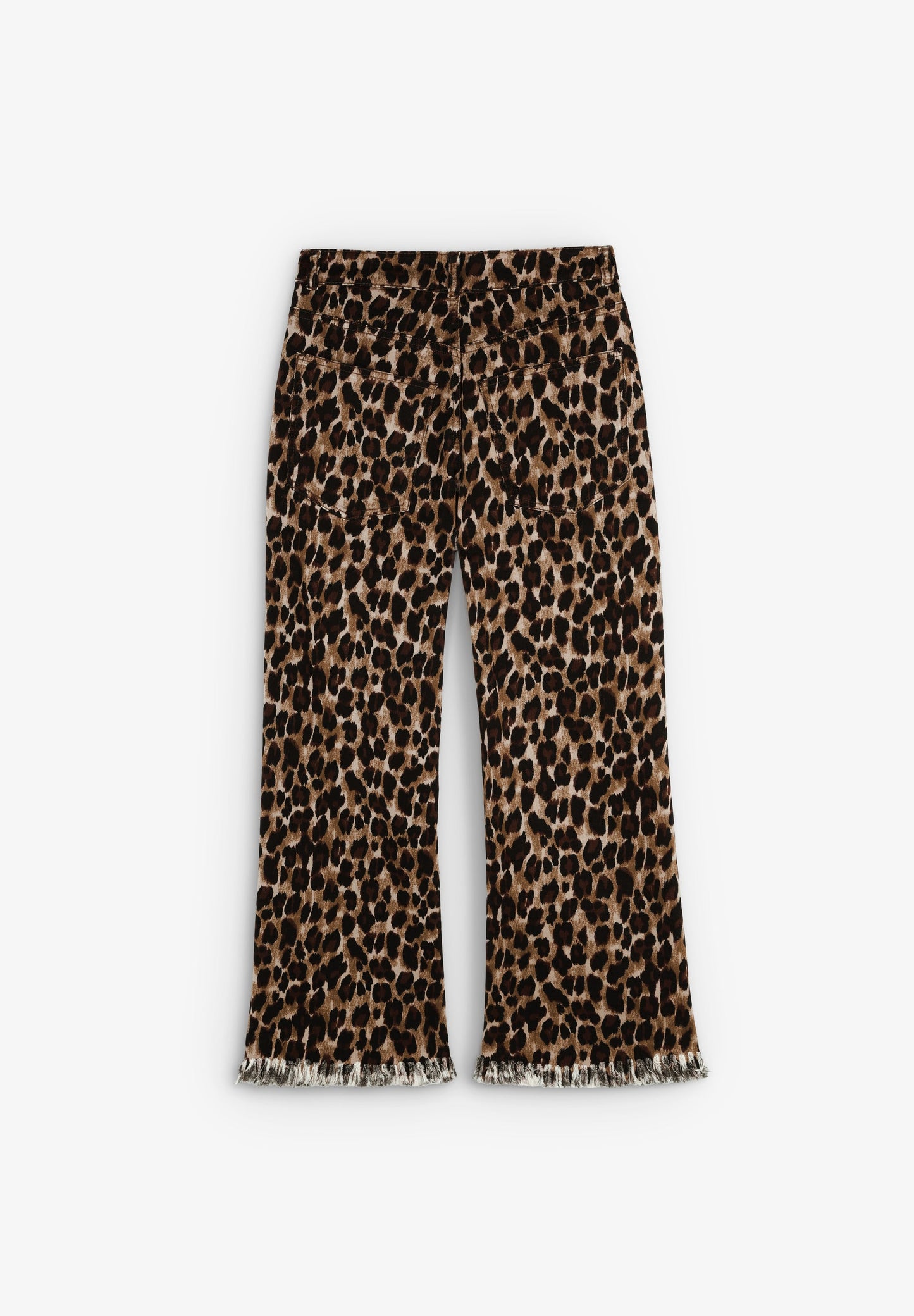 ANIMAL PRINT TROUSERS WITH FRAYED HEM