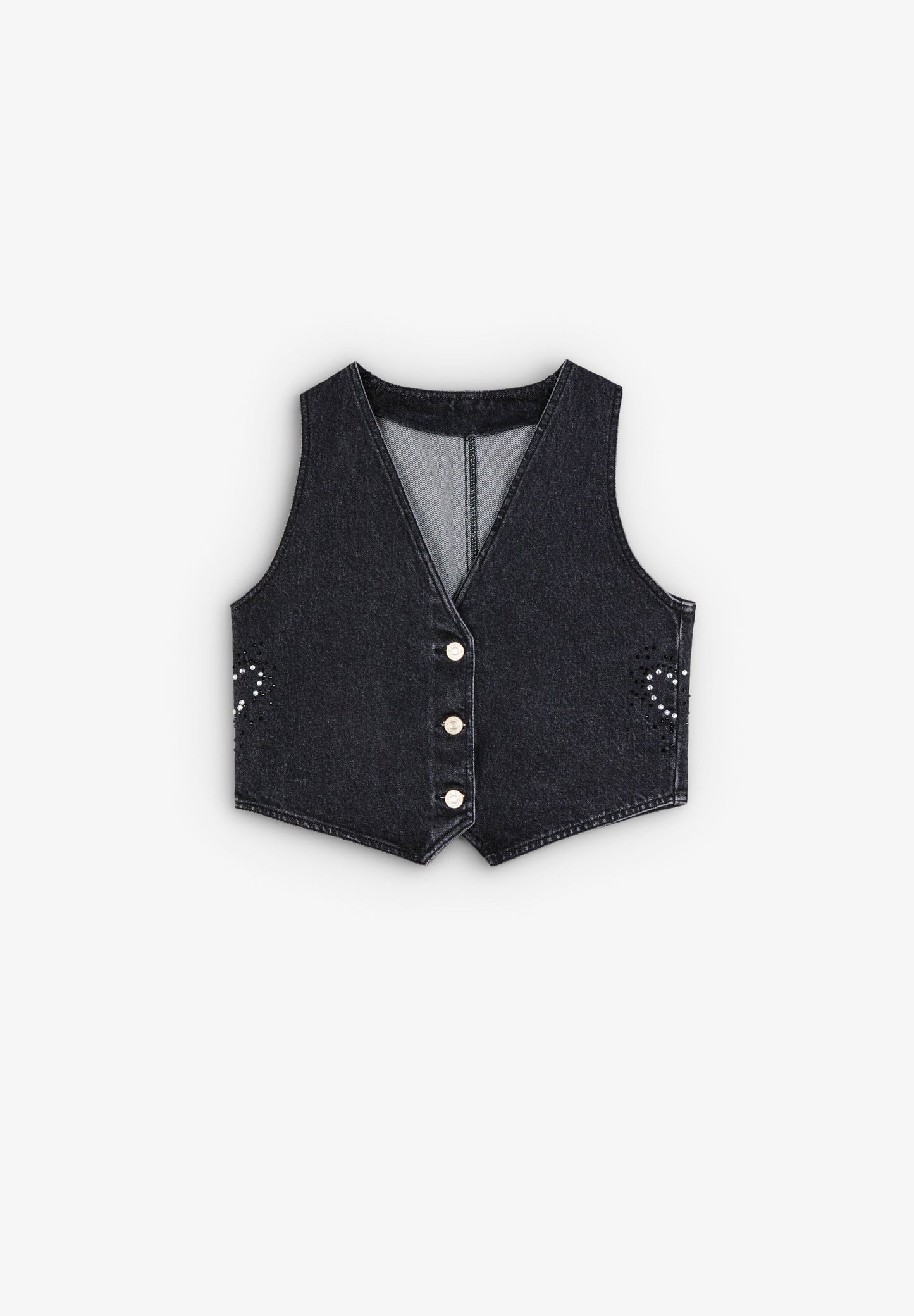 STUDS WAVY DENIM VEST