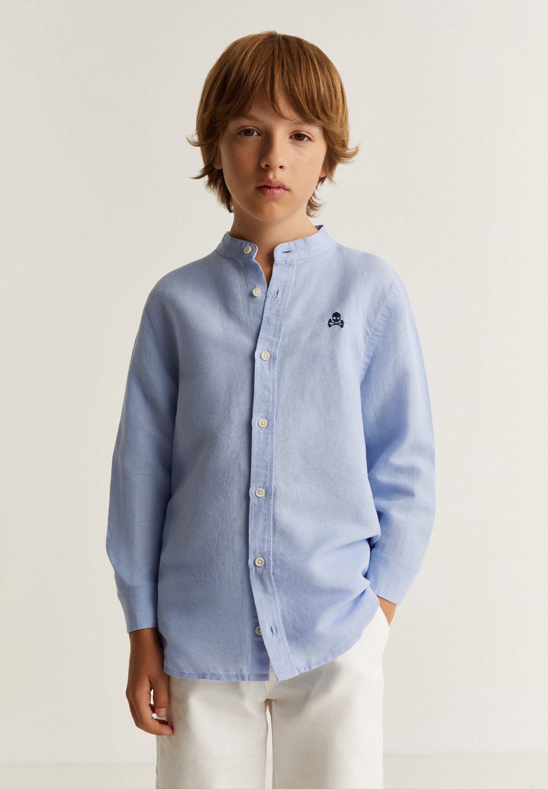 STAND-UP COLLAR SHIRT WITH SKULL