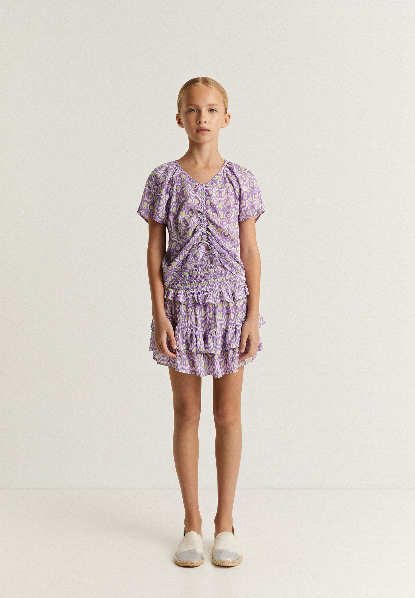 IKAT MINI SKIRT WITH RUFFLES