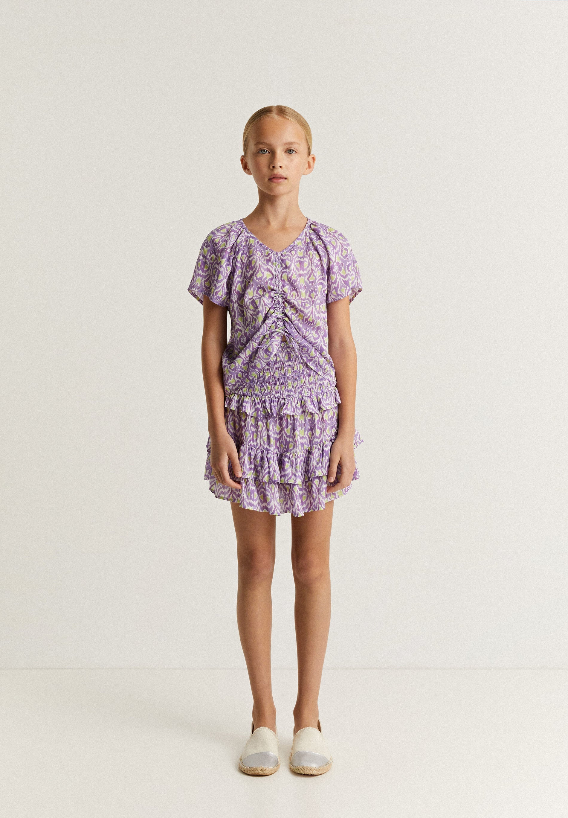 IKAT MINI SKIRT WITH RUFFLES