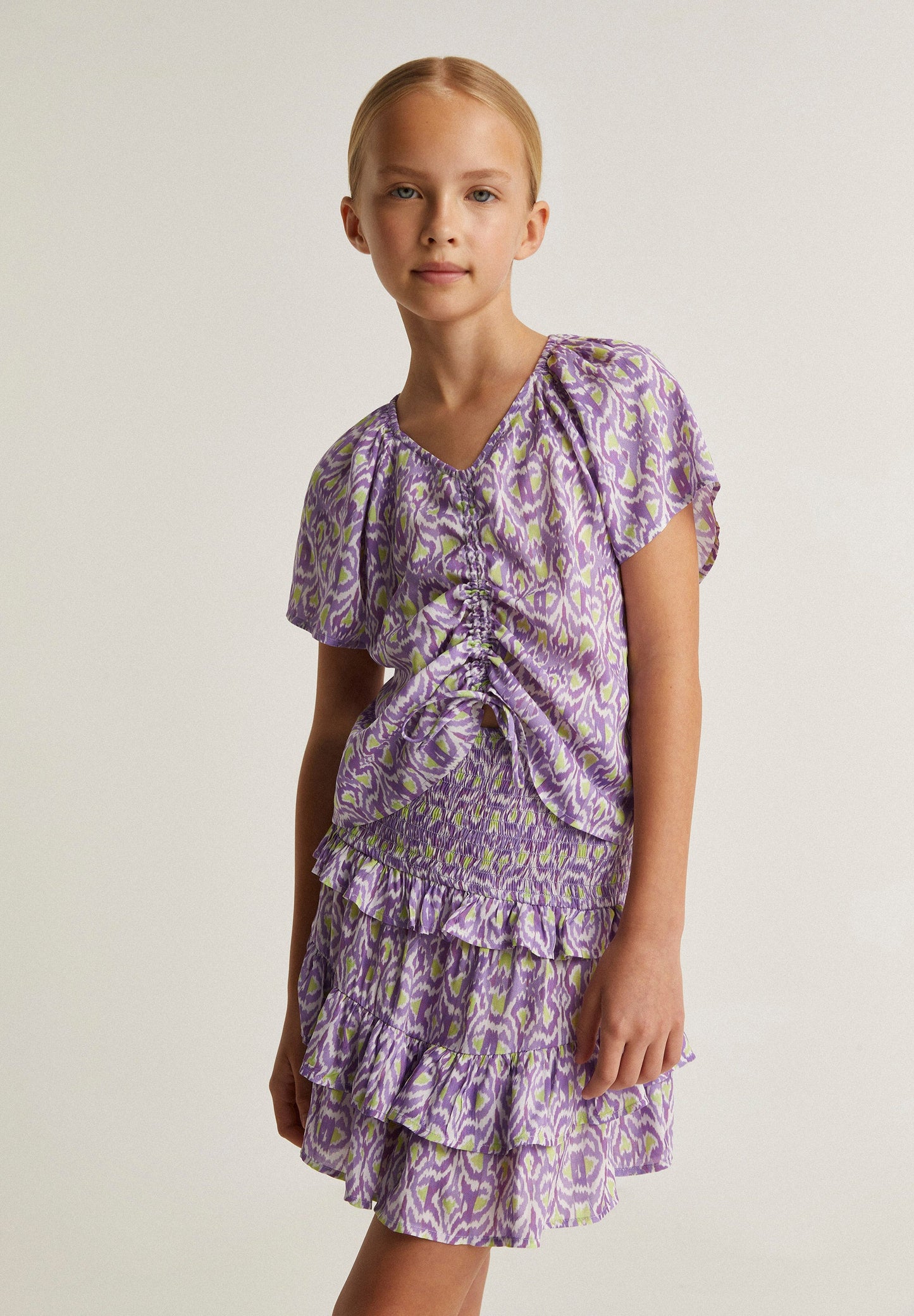 IKAT MINI SKIRT WITH RUFFLES