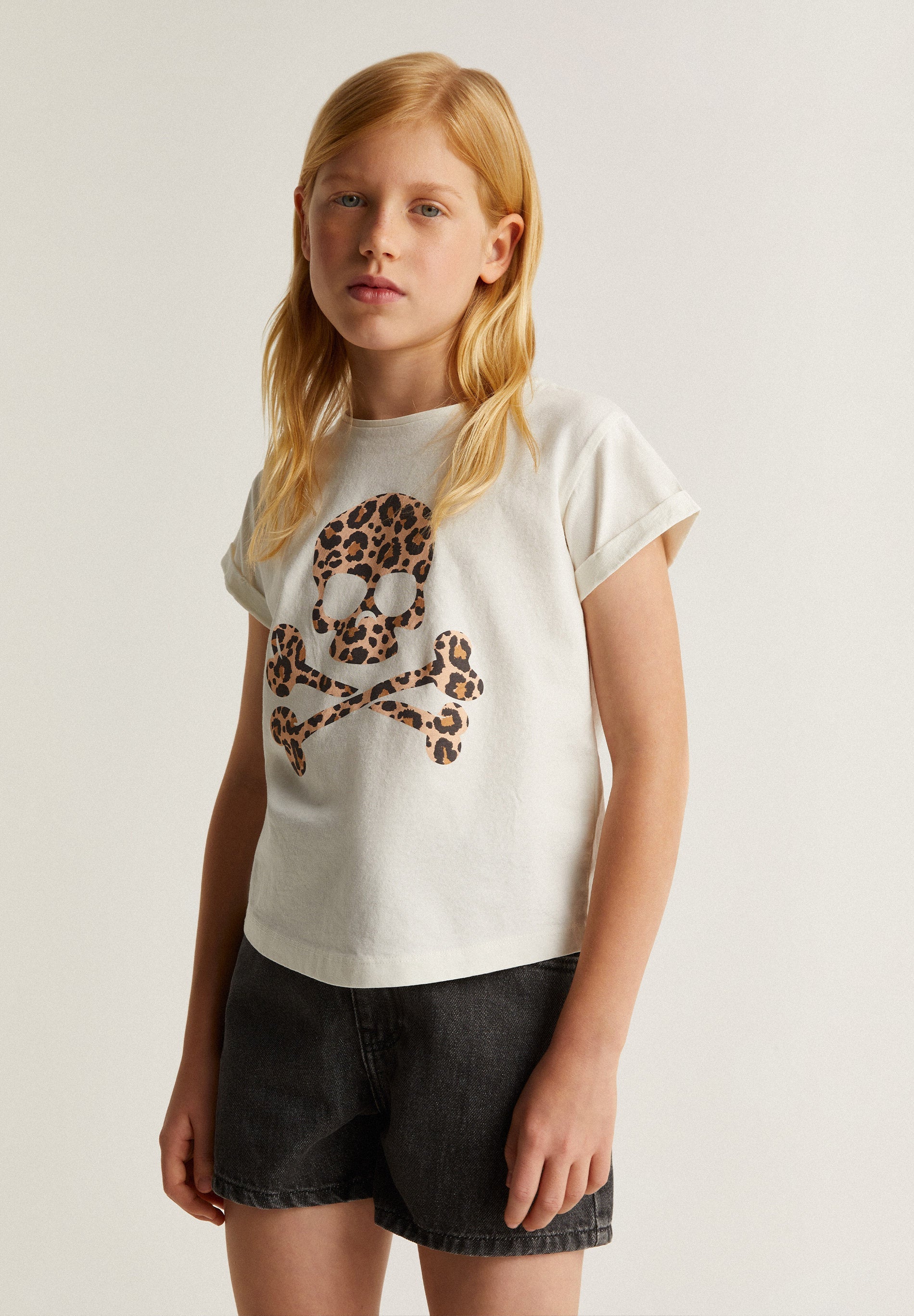 ANIMAL PRINT SKULL T-SHIRT
