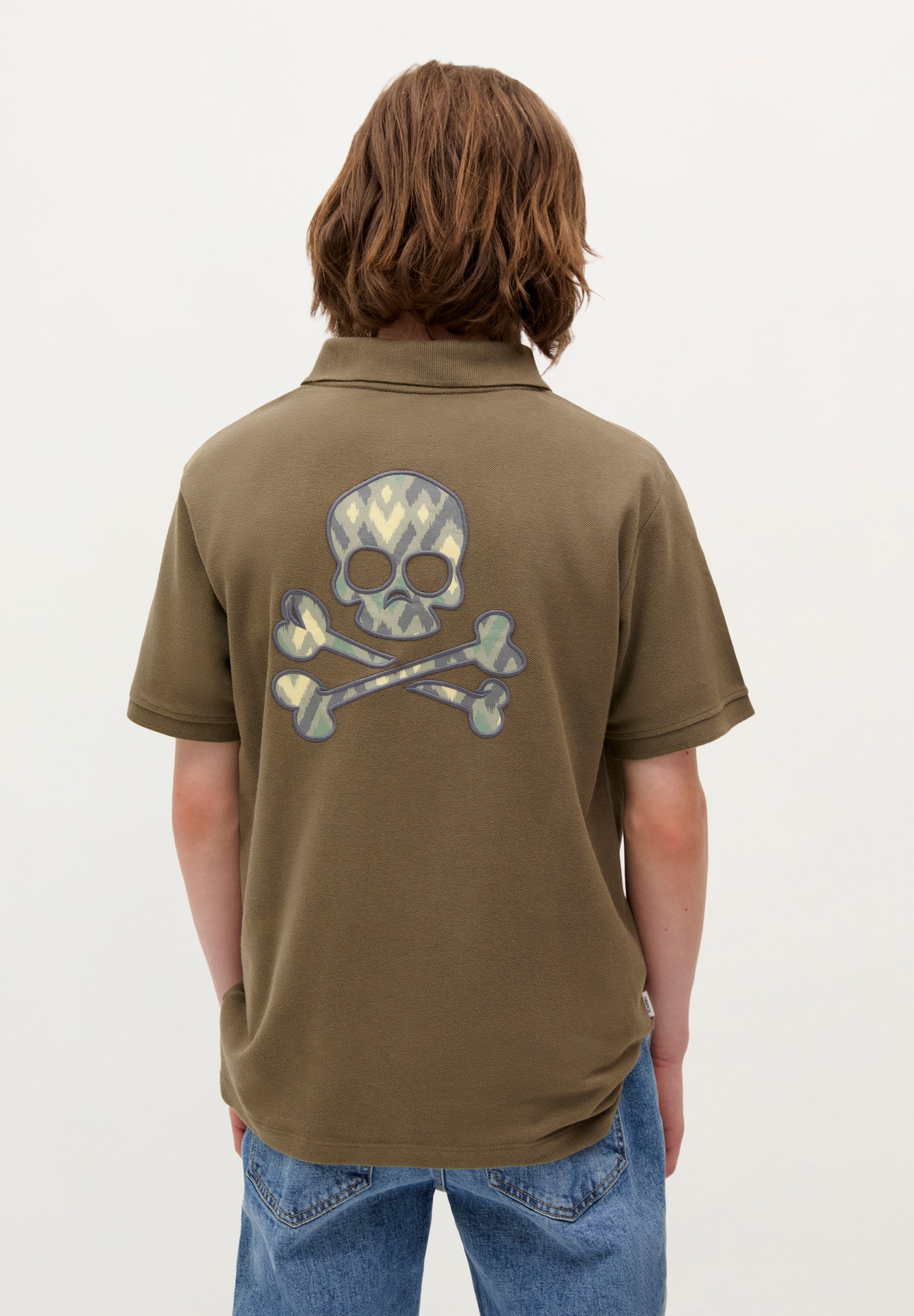 POLO SHIRT WITH SKULL BACK PRINT