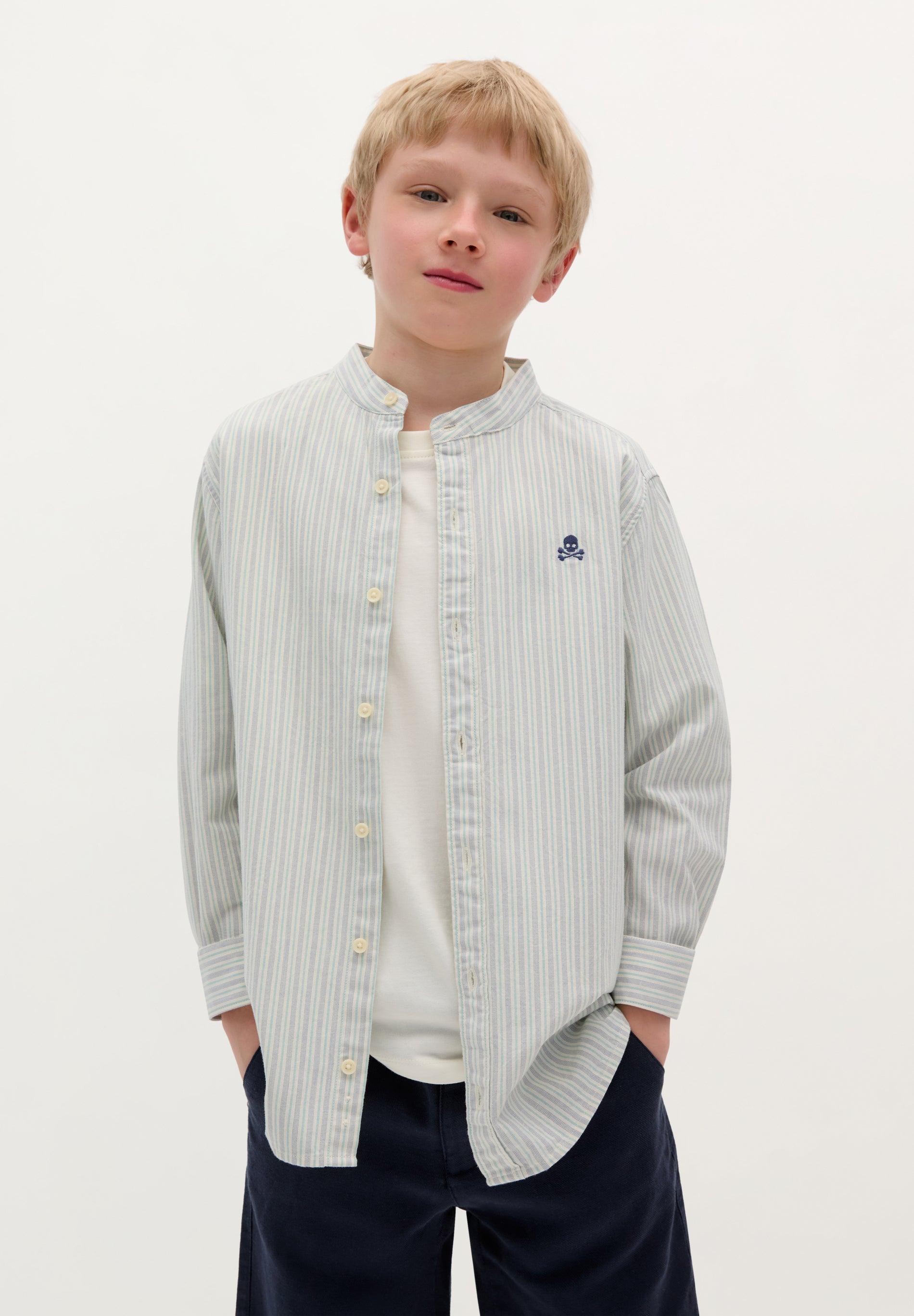 CHEMISE RAYURES COL MAO
