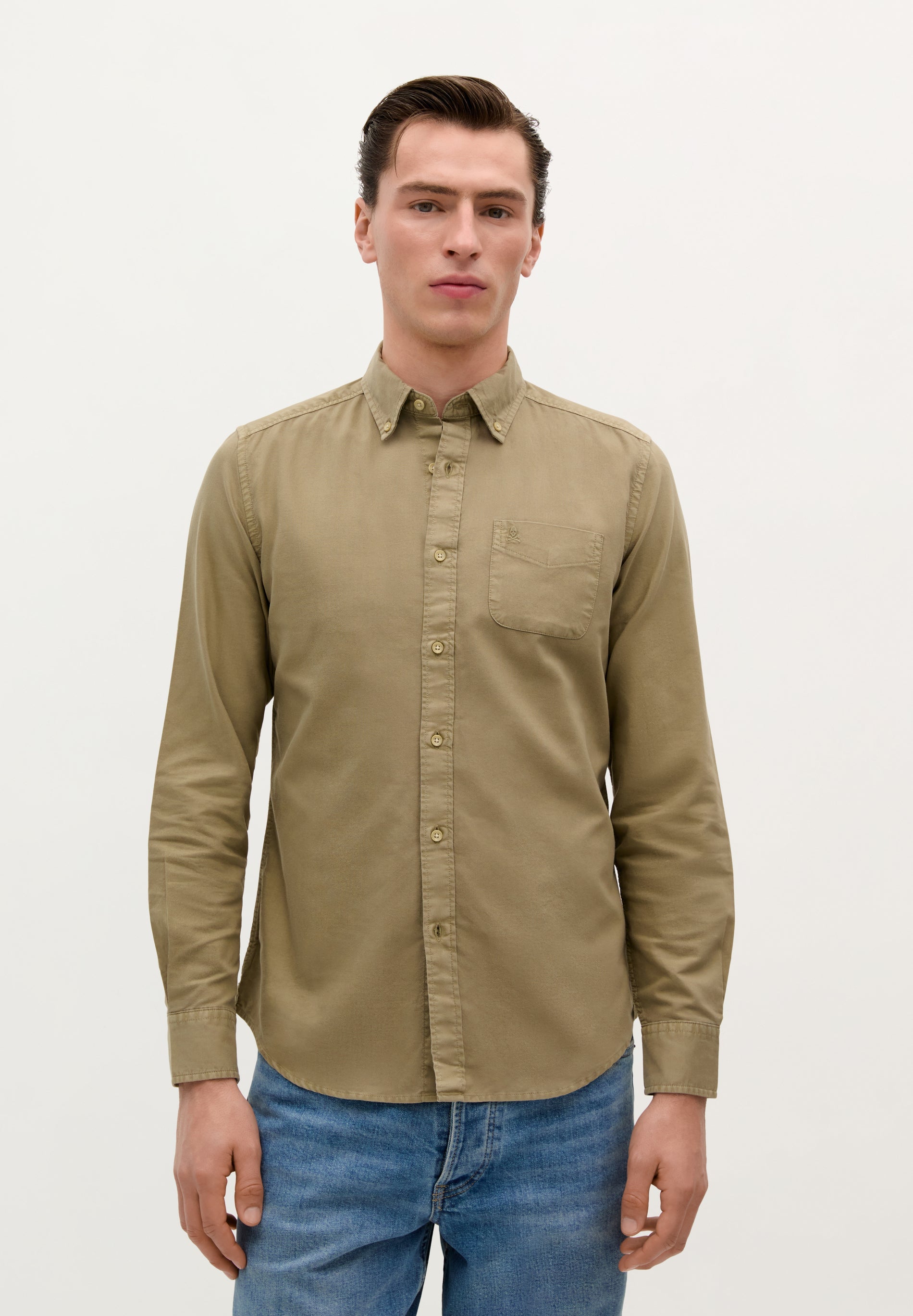 BUTTON COLLAR SKULL SHIRT
