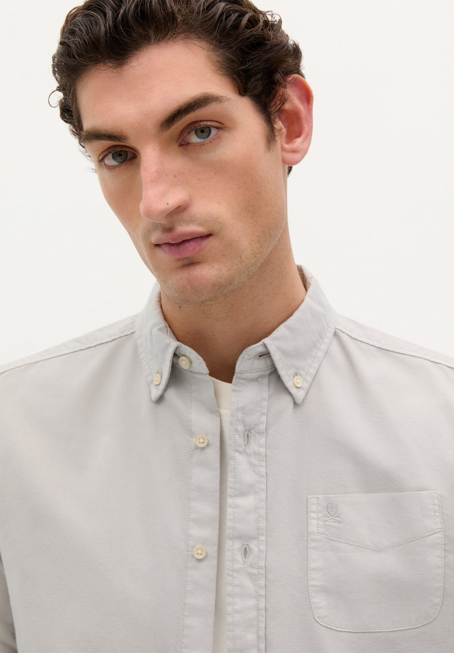 BUTTON COLLAR SKULL SHIRT