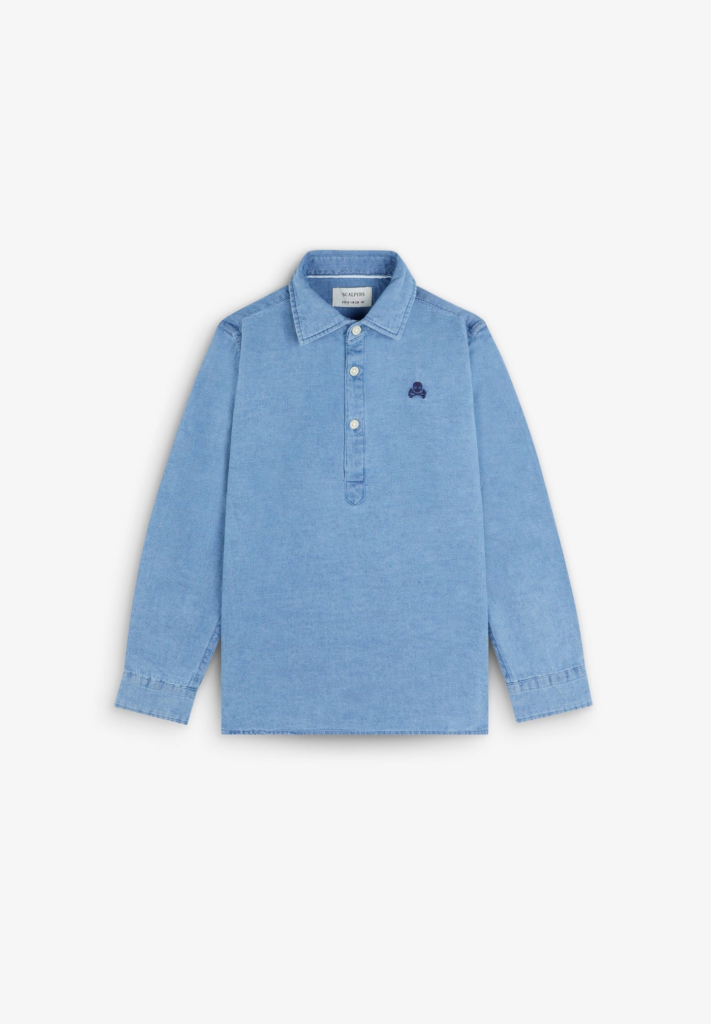 SKULL DENIM POLO SHIRT