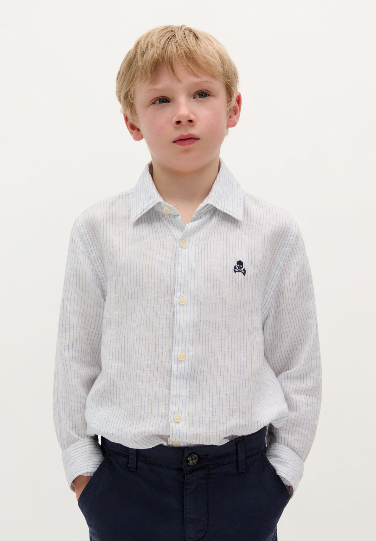 CHEMISE LIN RAYURES SKULL