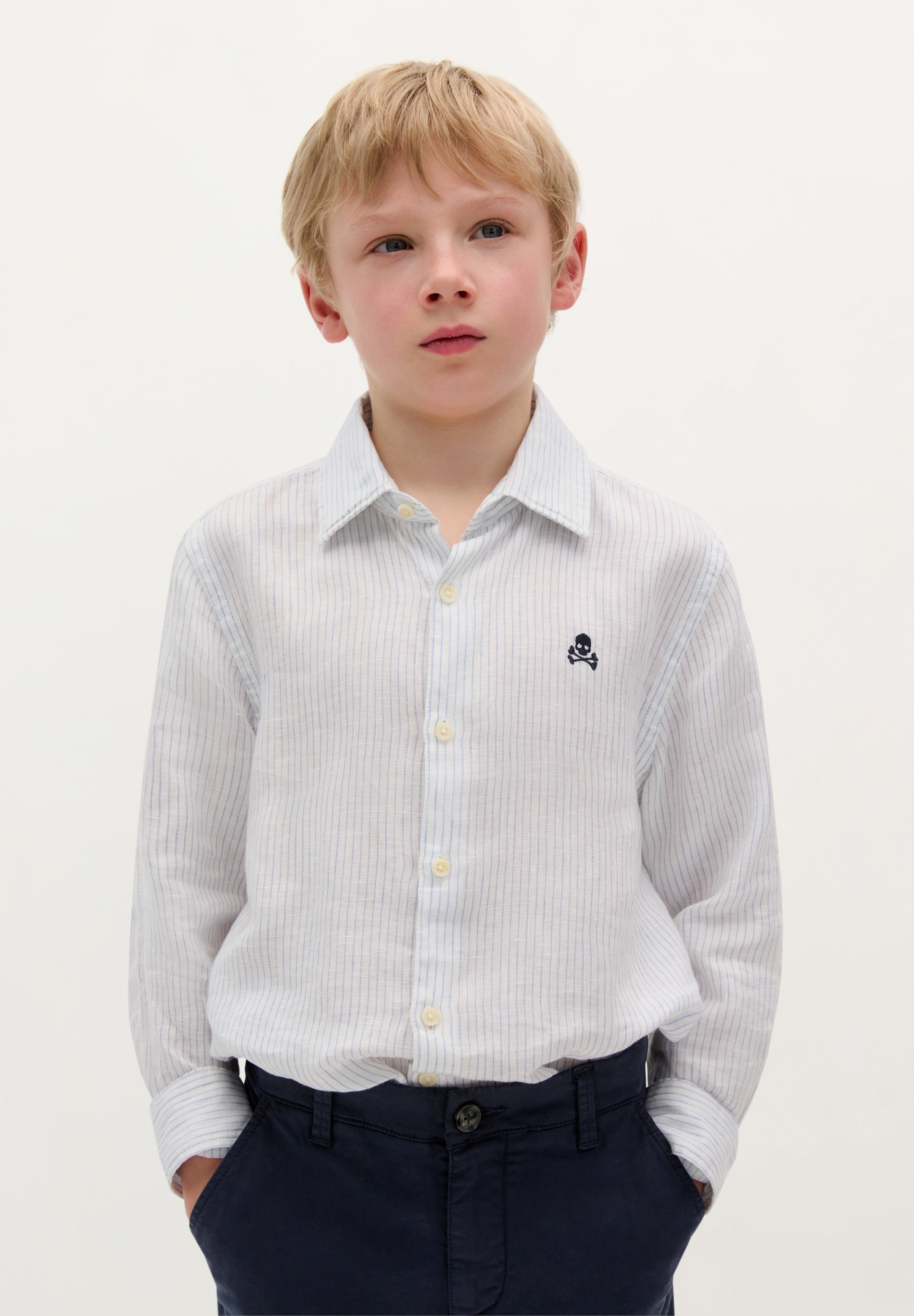 CHEMISE LIN RAYURES SKULL